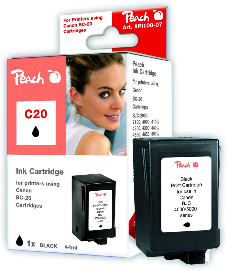 Peach C20/23 Druckkopf bk ersetzt Canon, Apple BC-20BK, 0895A002 f&uuml;r z.B. Apple Color Stylewriter 2400, Apple Color Stylewriter 2500, Canon BJC 2000 (wiederaufbereitet) - Bild 1