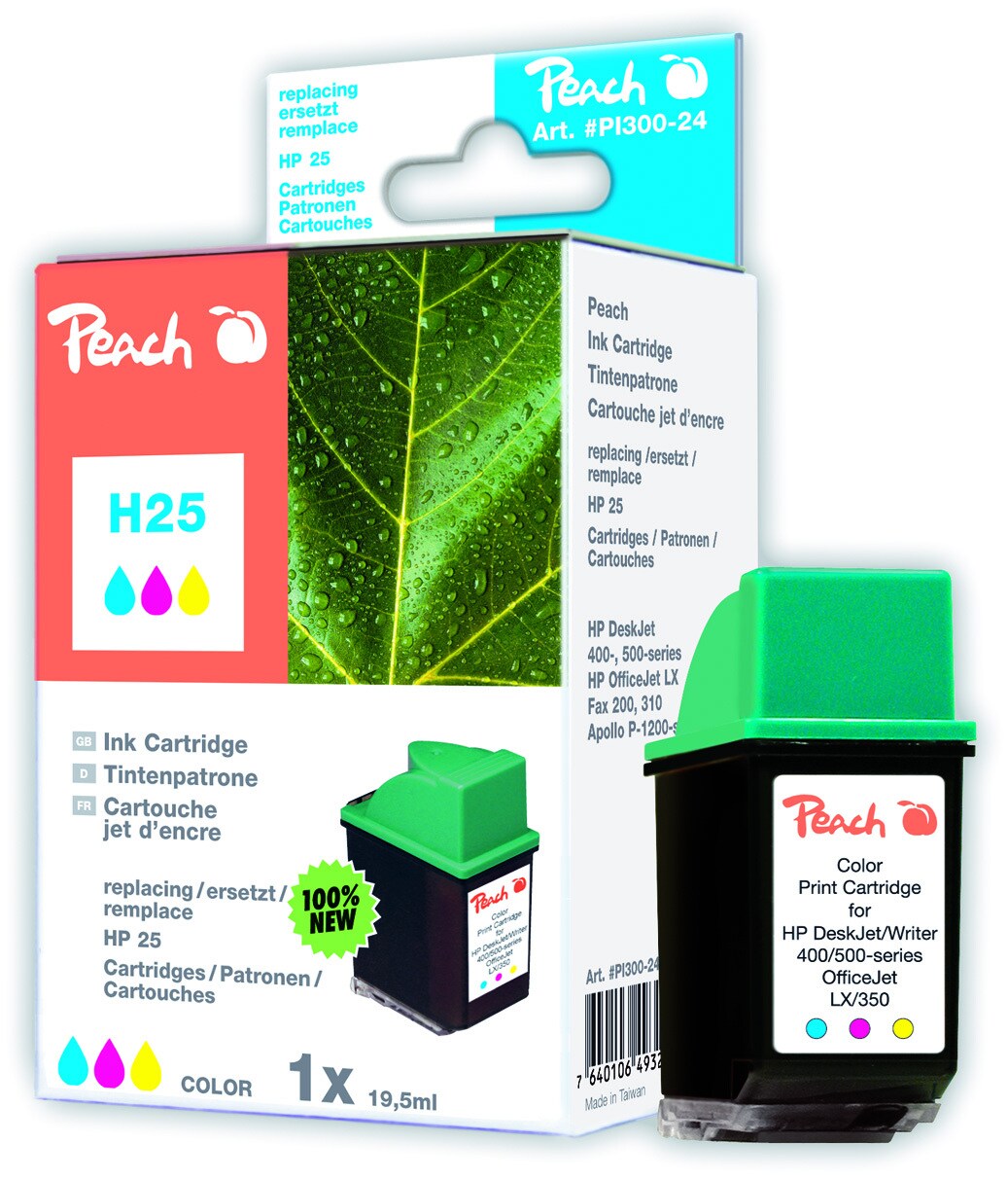 Peach HP 25 AC Druckkopf col ersetzt Panasonic, Xerox, OKI, HP, Pitney Bowes, Apple No. 25A C, 51625A f&uuml;r z.B. Apple Deskwriter , HP 2276 A - Bild 1