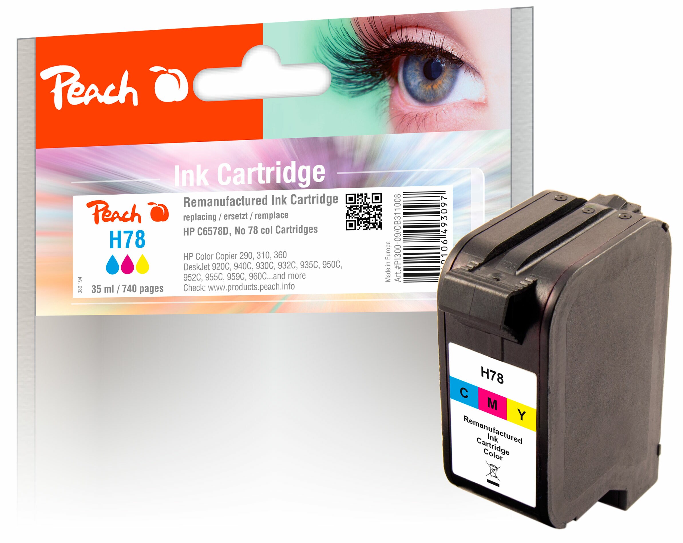Peach HP 78 D Druckkopf col ersetzt HP No. 78D, C6578DE f&uuml;r z.B. HP DeskJet 940 C, HP DeskJet 970 CXI, HP DeskJet 980 CXI, HP DeskJet 990 CXI (wiederaufbereitet) - Bild 1