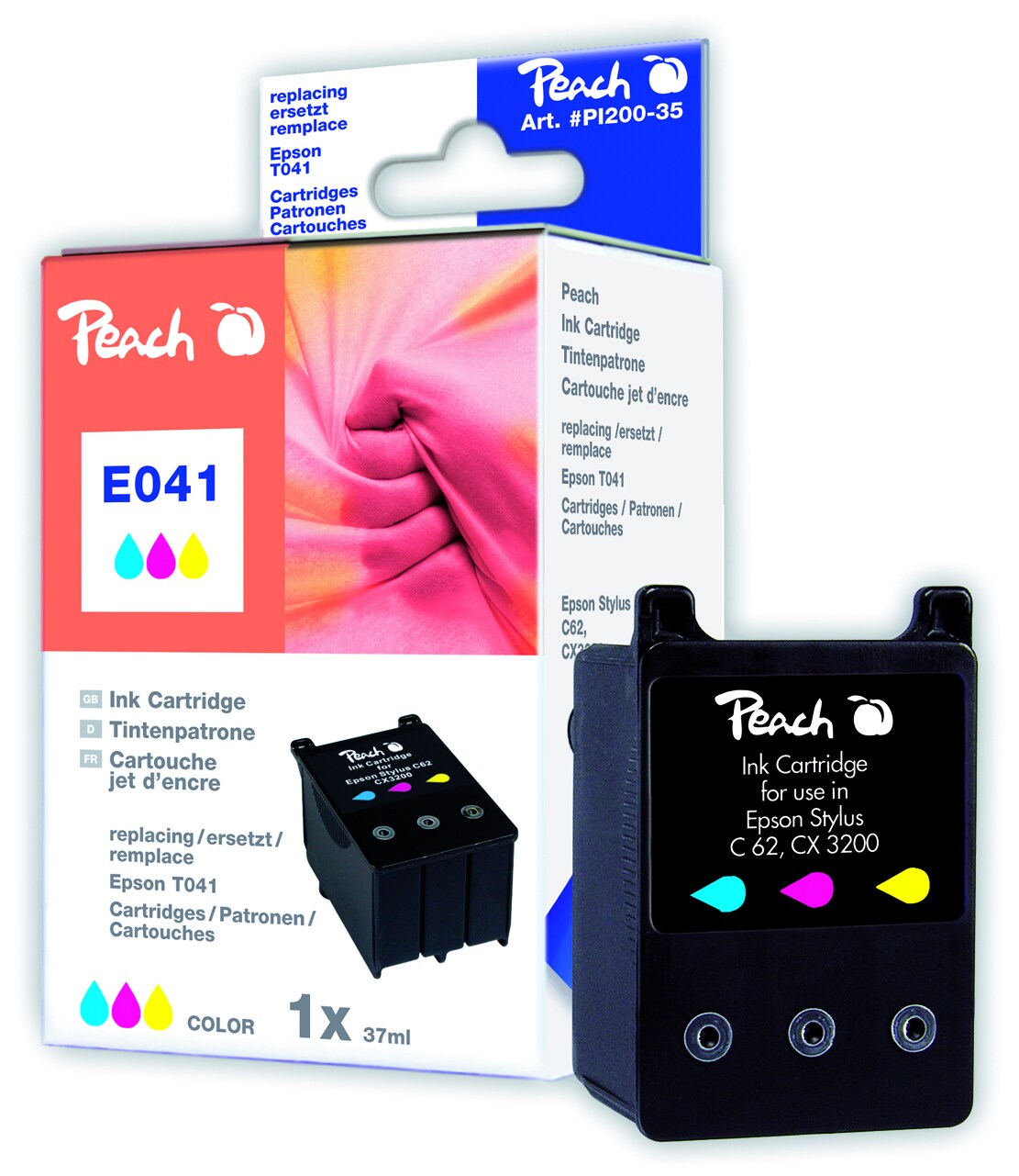 Peach E41 C Druckerpatrone col ersetzt Epson T041C, C13T04104010 f&uuml;r z.B. Epson Stylus C 62, Epson Stylus CX 3200 - Bild 1