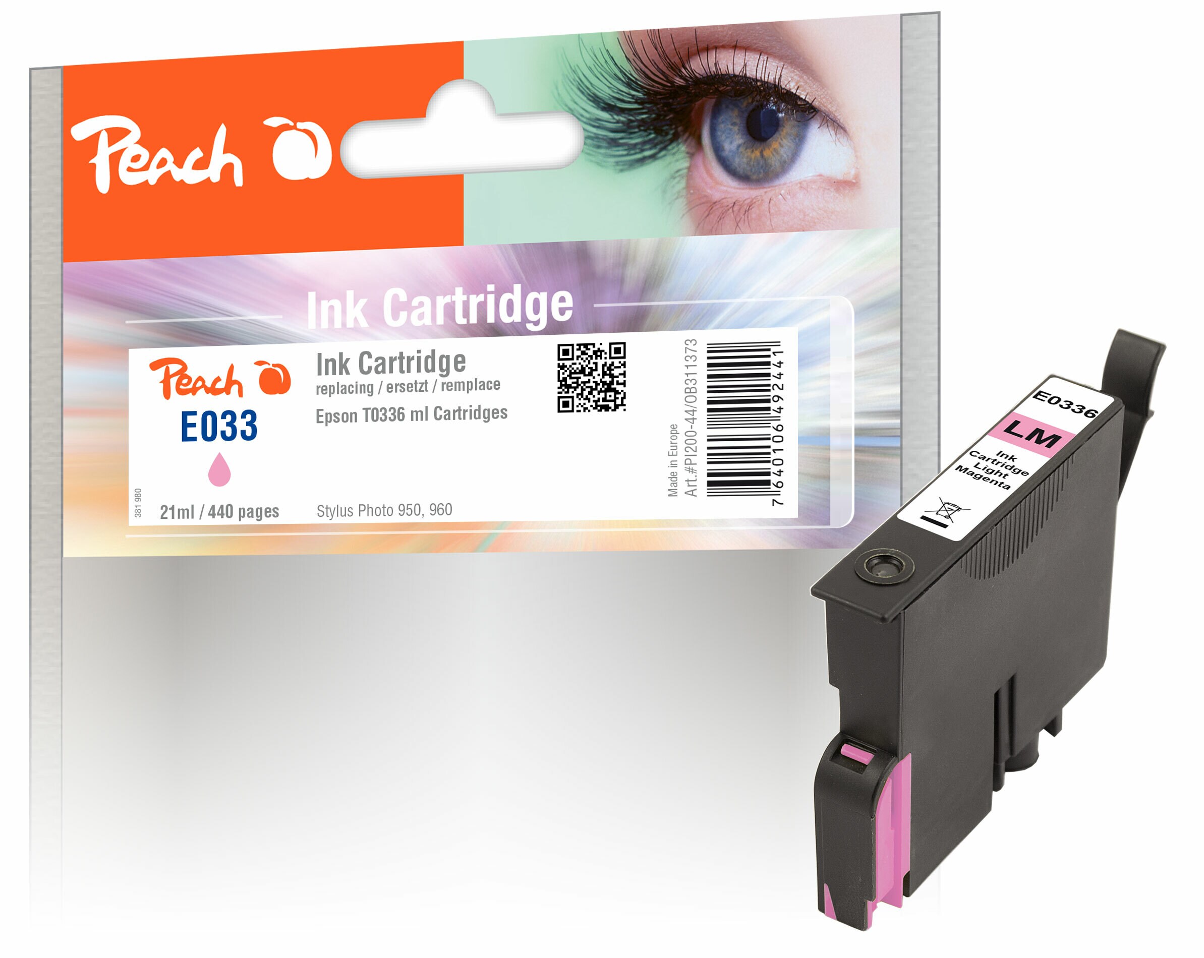 Peach E336 PHM Druckerpatrone maph ersetzt Epson T0336PHM, C13T03364010 f&uuml;r z.B. Epson Stylus Photo 950, Epson Stylus Photo 960 - Bild 1