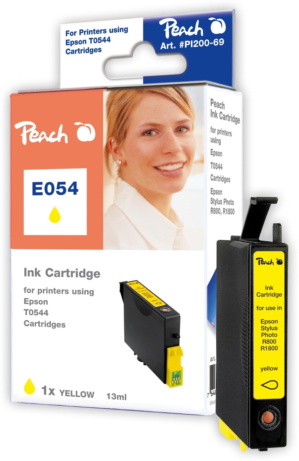 Peach E544 Y Druckerpatrone ye ersetzt Epson T0544Y, C13T05444010 f&uuml;r z.B. Epson Stylus Photo R 800, Epson Stylus Photo R 1800 - Bild 1