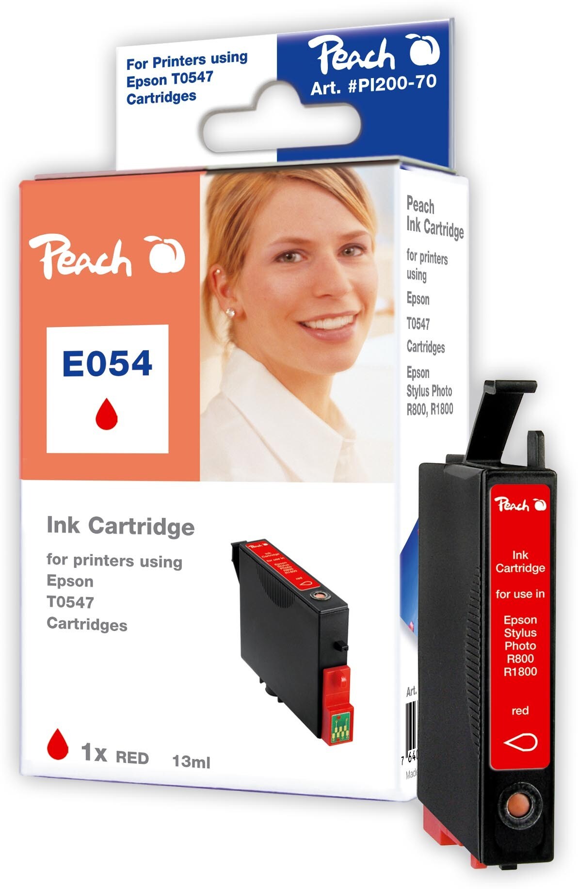 Peach E547 R Druckerpatrone rd ersetzt Epson T0547R, C13T05474010 f&uuml;r z.B. Epson Stylus Photo R 800, Epson Stylus Photo R 1800 - Bild 1