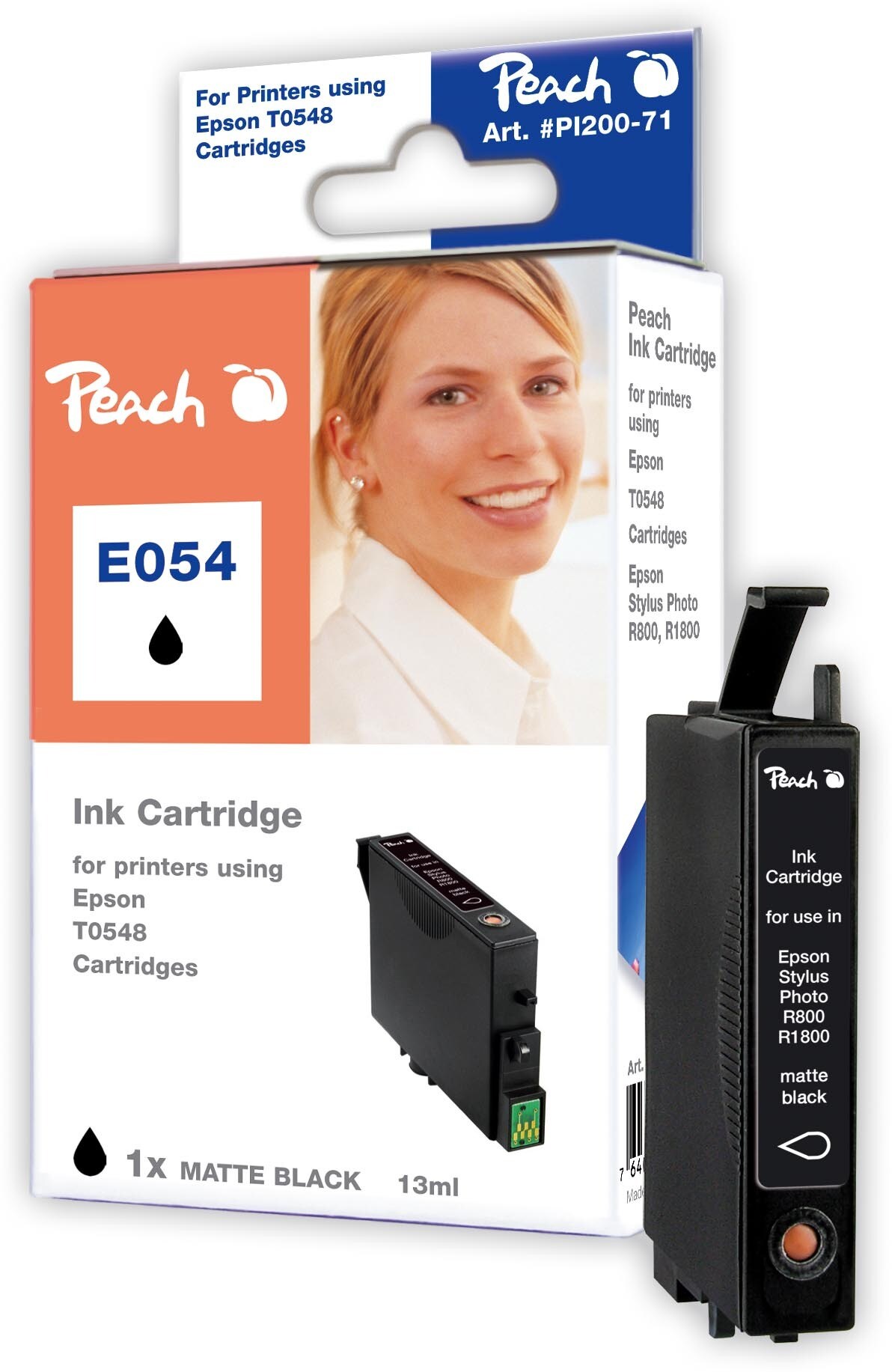 Peach E548 MBK Druckerpatrone matt bkmt ersetzt Epson T0548MBK, C13T05484010 f&uuml;r z.B. Epson Stylus Photo R 800, Epson Stylus Photo R 1800 - Bild 1