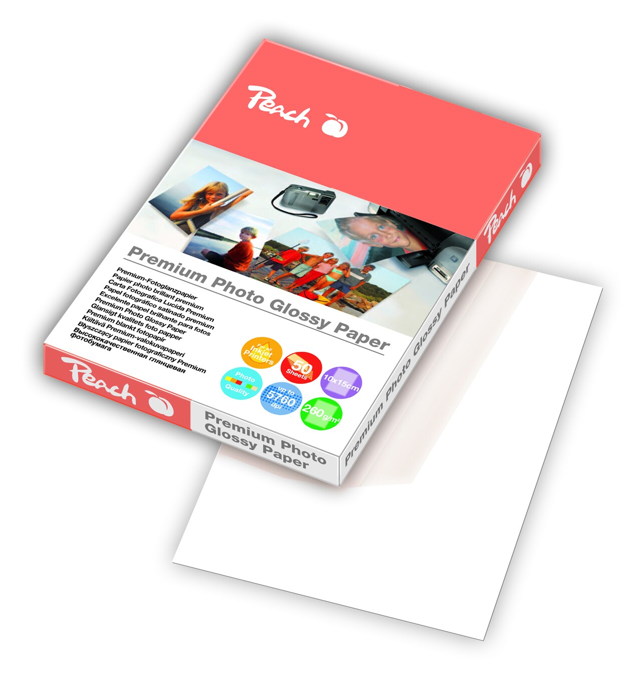 Peach Premium Photo Glossy Papier 10x15cm 260 g/m2, 50 Blatt - Bild 1