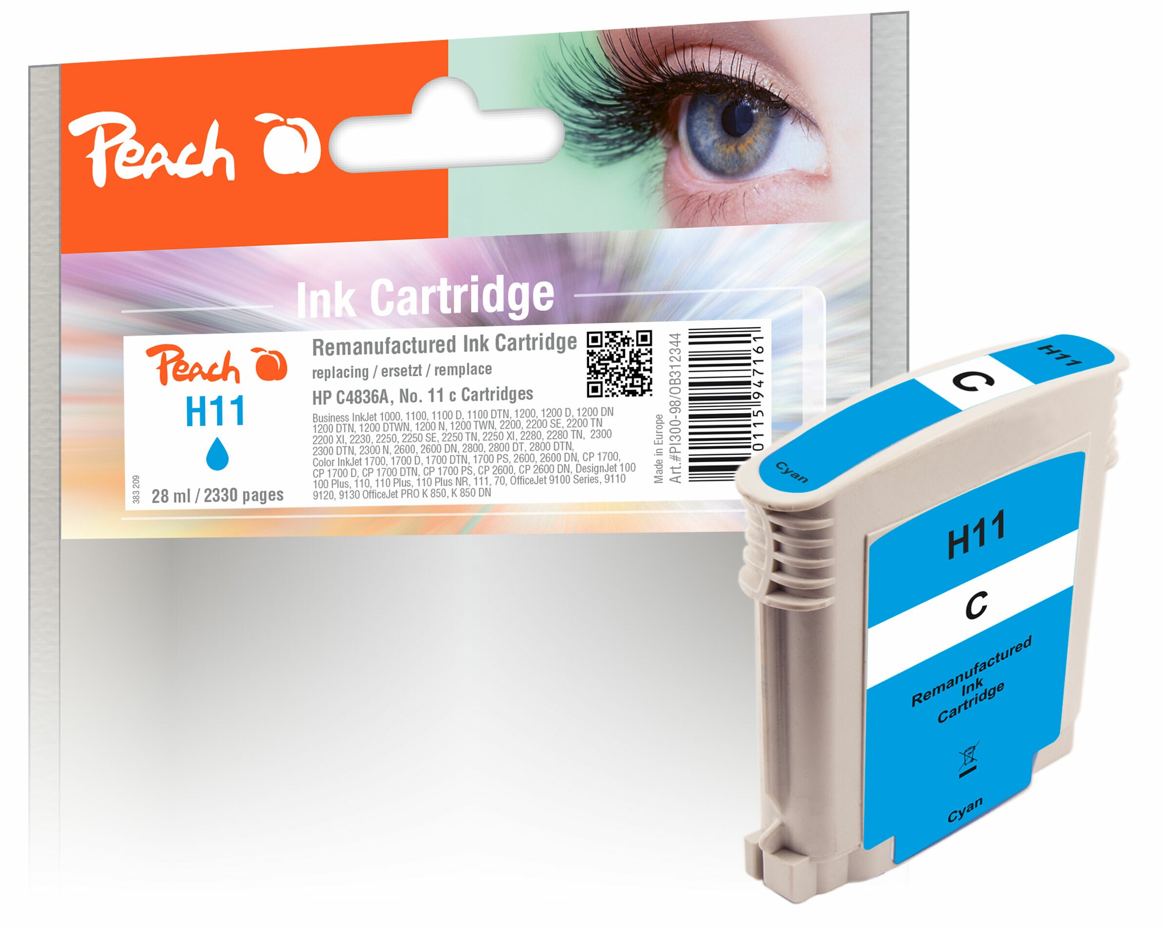 Peach HP 11 c Druckerpatrone cy ersetzt HP No. 11 c, C4836A f&uuml;r z.B. HP Business InkJet 1000, HP Business InkJet 1100, HP Business InkJet 1100 D (wiederaufbereitet) - Bild 1