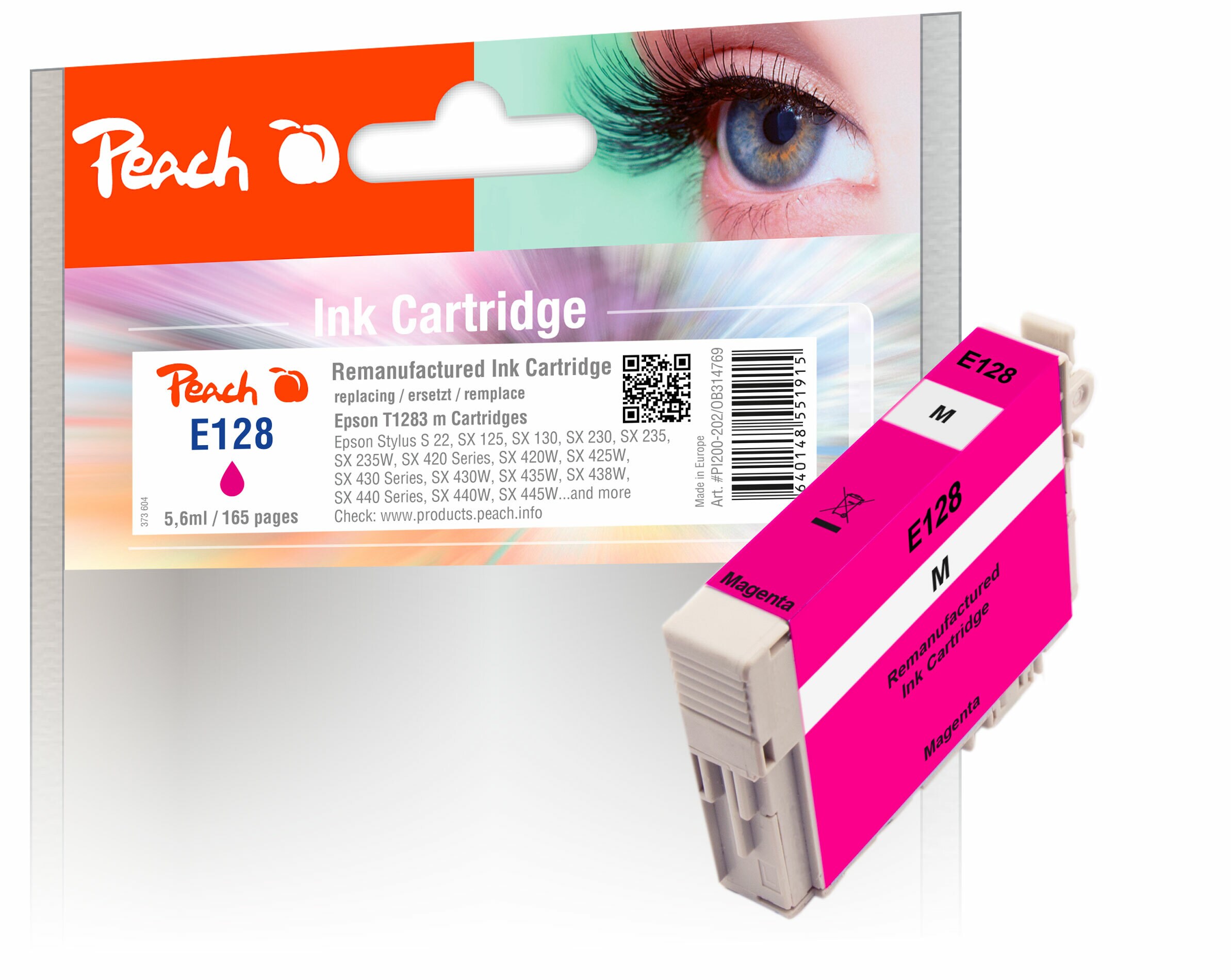 Peach E128  Druckerpatrone ma ersetzt Epson T1283 m, C13T12834011 f&uuml;r z.B. Epson Stylus Office BX 305 F, Epson Stylus Office BX 305 FW (wiederaufbereitet) - Bild 1