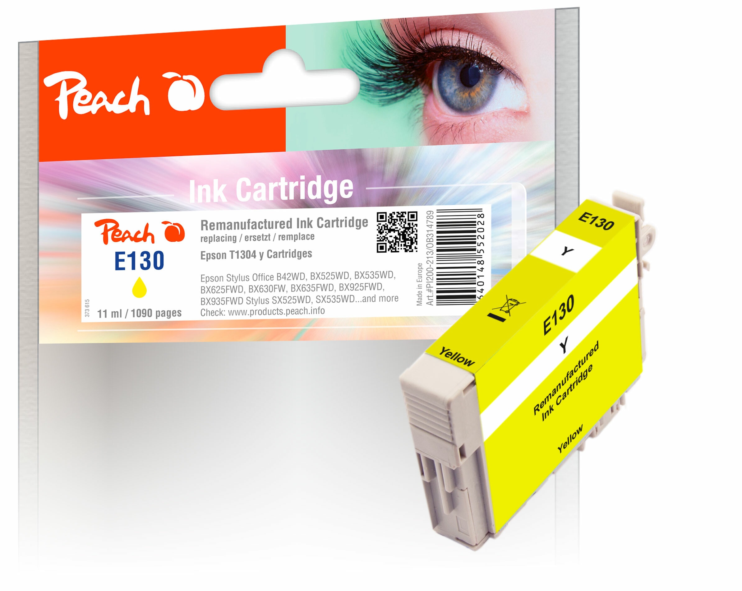 Peach E130  Druckerpatrone XL ye ersetzt Epson T1304 y, C13T13044010 f&uuml;r z.B. Epson Stylus Office BX 535 WD, Epson Stylus Office BX 630 (wiederaufbereitet) - Bild 1