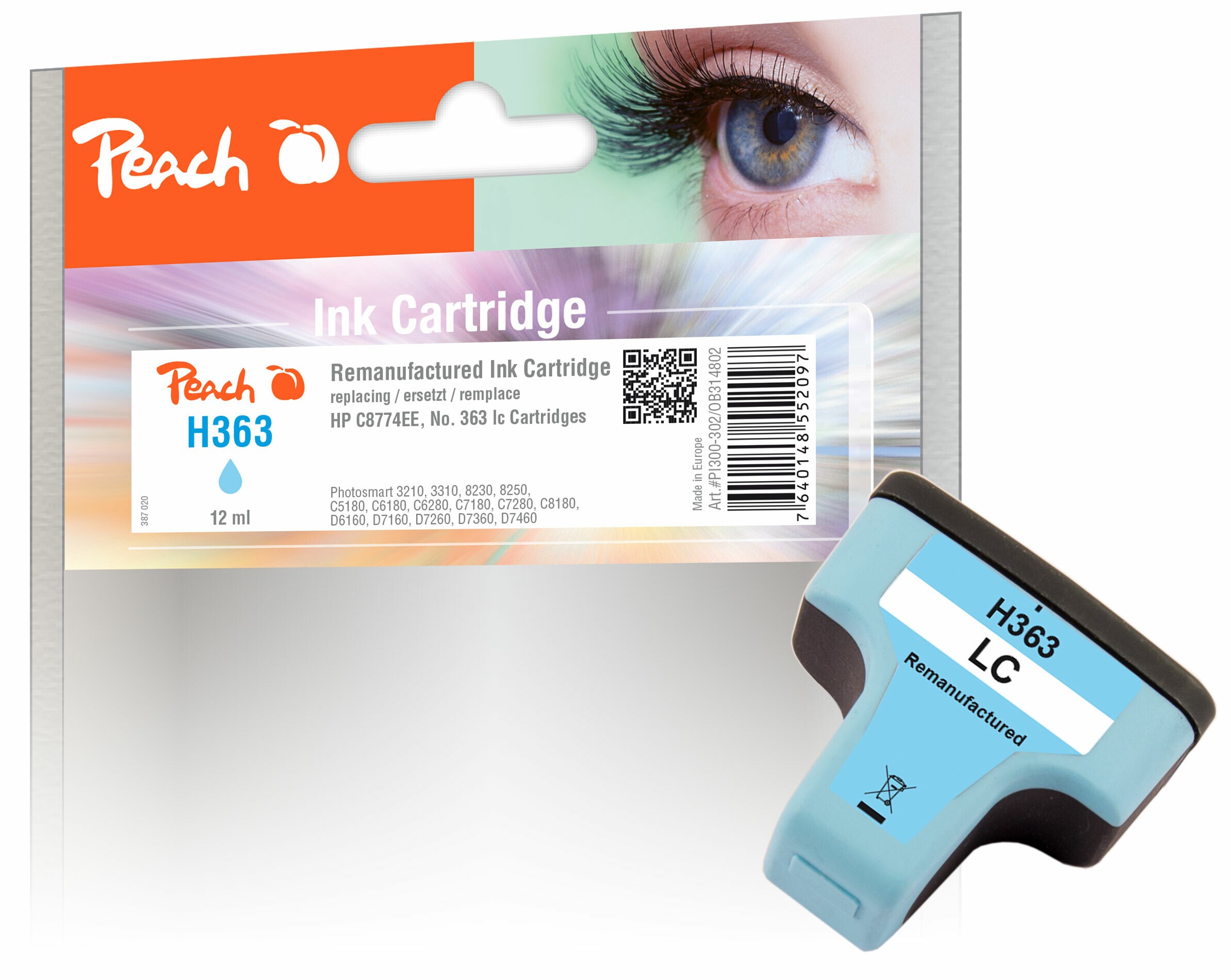 Peach HP 363 lc Druckerpatrone XL cyli ersetzt HP No. 363 lc, C8774EE f&uuml;r z.B. HP PhotoSmart C 6280, HP PhotoSmart C 7280, HP PhotoSmart 3100 (wiederaufbereitet) - Bild 1