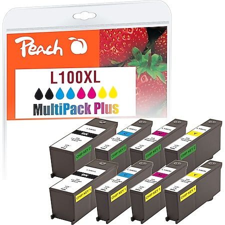 Peach L100XLBK/C/M/Y 4 Druckerpatronen XL (2*bk, c/m/y) ersetzt Lexmark No. 100XLBK*2/C/M/Y, 14N1092-95 für z.B. Lexmark Genesis S 810, Lexmark S 400 (wiederaufbereitet) - Bild 1