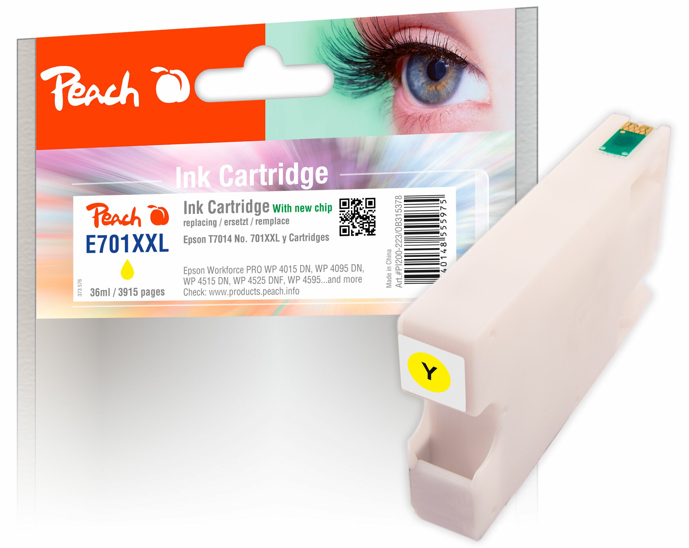 Peach E70  Druckerpatrone XL ye ersetzt Epson T7014 y, C13T70144010 f&uuml;r z.B. Epson WorkForce Pro WP -4015 DN, Epson WorkForce Pro WP -4095 DN - Bild 1