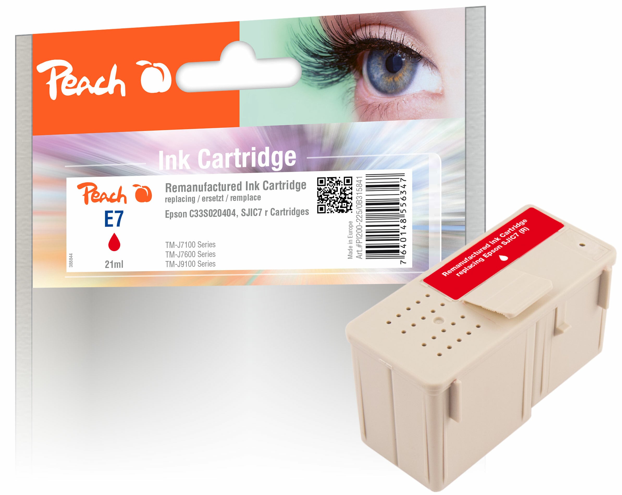 Peach ESJIC6/7 Druckerpatrone rd ersetzt Epson SJIC7R, C33S020405 f&uuml;r z.B. Epson TMJ 7100, Epson TMJ 7600 (wiederaufbereitet) - Bild 1