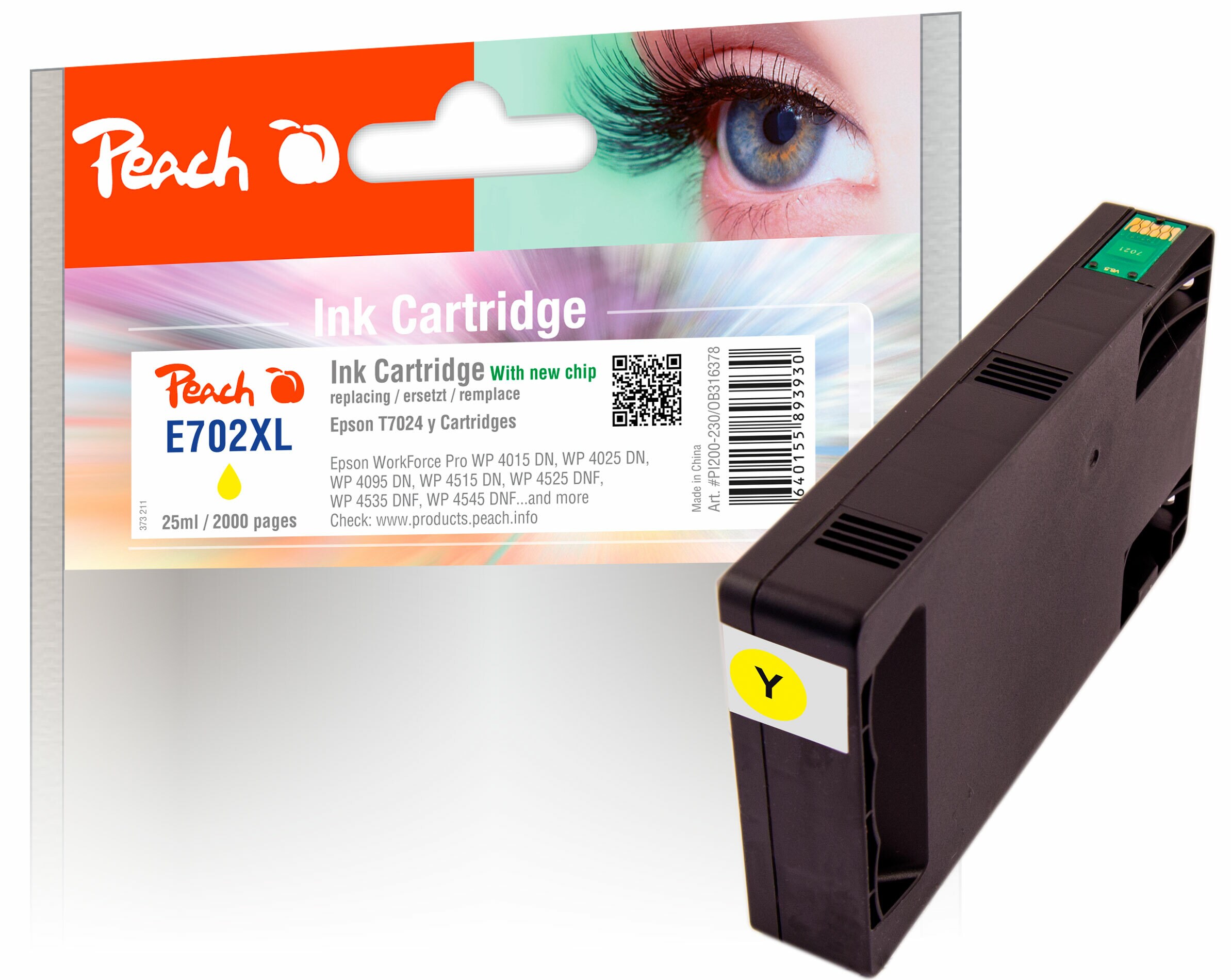 Peach E70  Druckerpatrone XL ye ersetzt Epson T7024 y, C13T70244010 f&uuml;r z.B. Epson WorkForce Pro WP -4015 DN, Epson WorkForce Pro WP -4025 DW - Bild 1