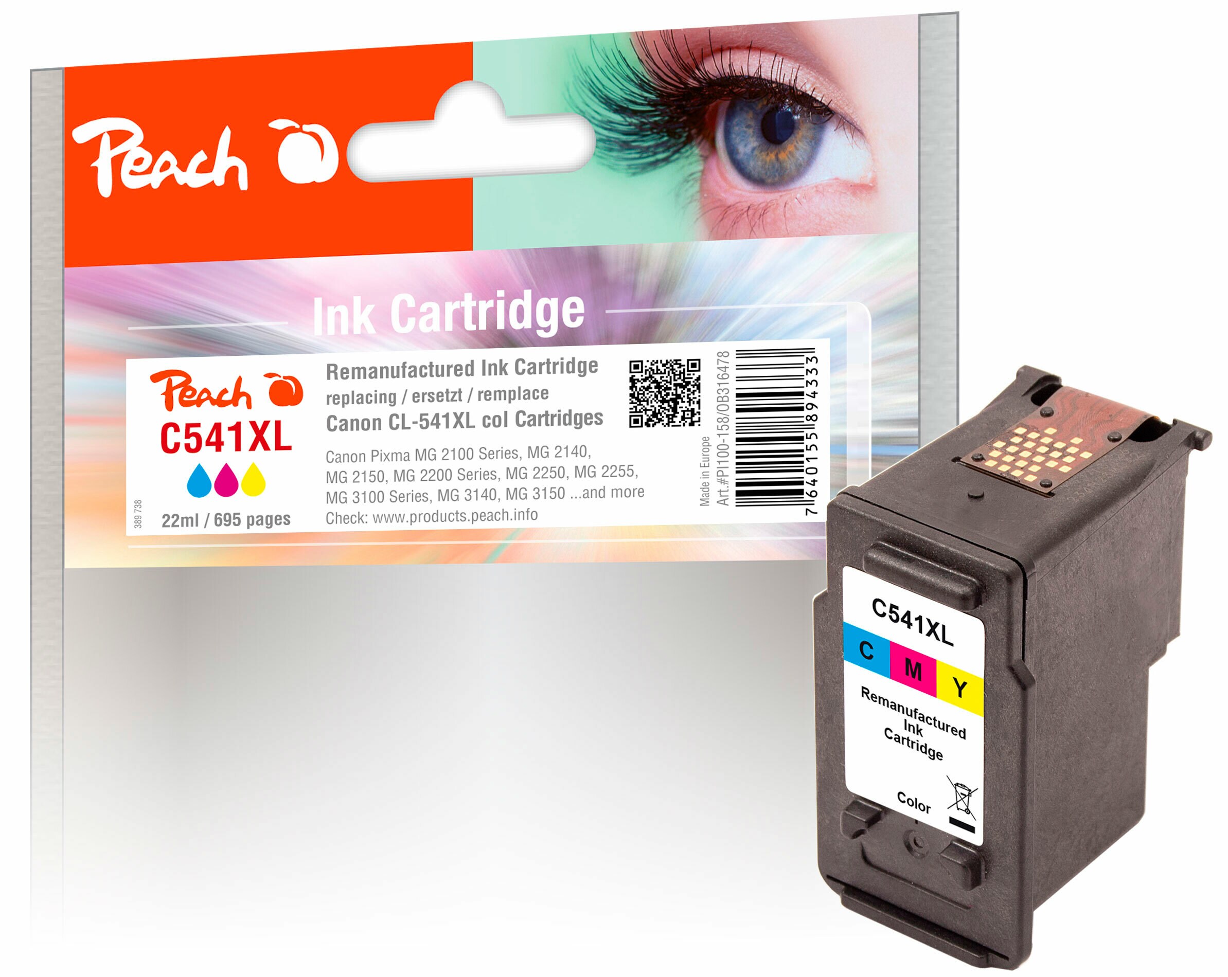 Peach C541 XLC Druckkopf XL col ersetzt Canon CL-541XLC, 5226B004 f&uuml;r z.B. Canon Pixma TS 5150, Canon Pixma TS 5100, Canon Pixma TS 5151 (wiederaufbereitet) - Bild 1