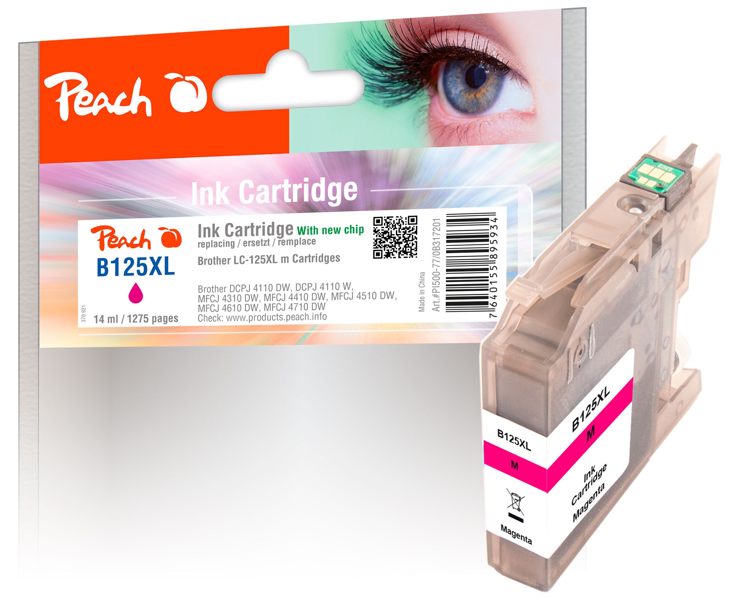 Peach B125 XLM Druckerpatrone XL ma ersetzt Brother LC-125XLM f&uuml;r z.B. Brother MFCJ 4410 DW, Brother MFCJ 6920 DW, Brother MFCJ 6720 DW - Bild 1