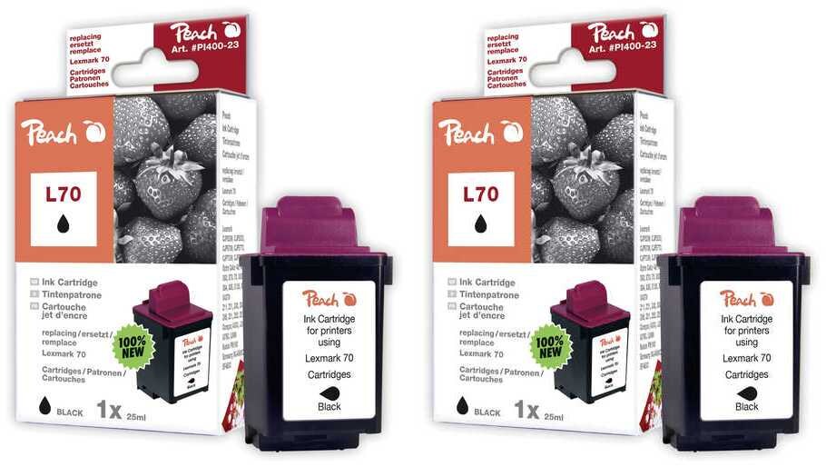Peach L70 BK 2 Druckköpfe 2*bk ersetzt Samsung, Lexmark, Kodak, Compaq, Brother No. 70BK*2, 12A1970, 12AX970E für z.B. Brother MFC -7050 C | 07640162272551