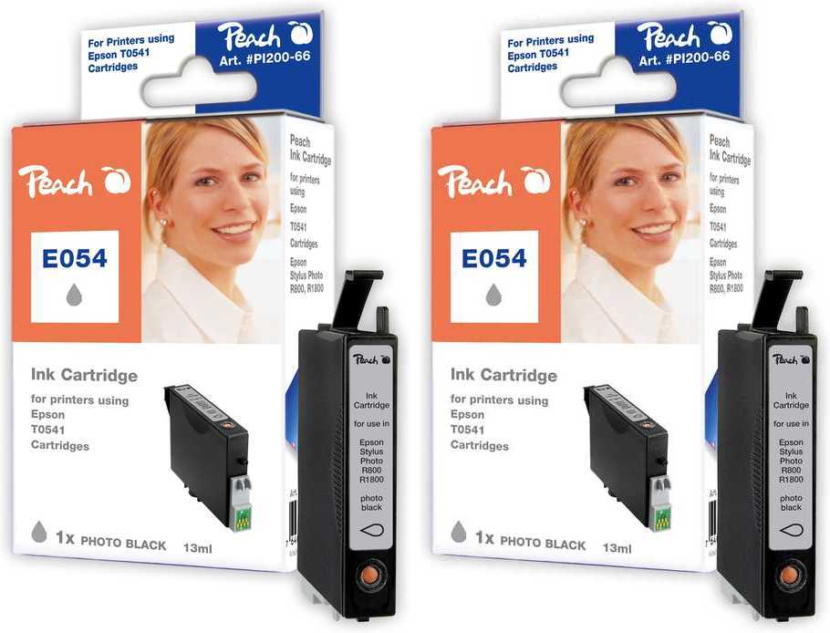 Peach E541 PHBK 2 Druckerpatronen 2*bkph ersetzt Epson T0541PHBK*2, C13T05414010 f&uuml;r z.B. Epson Stylus Photo R 800, Epson Stylus Photo R 1800 - Bild 1