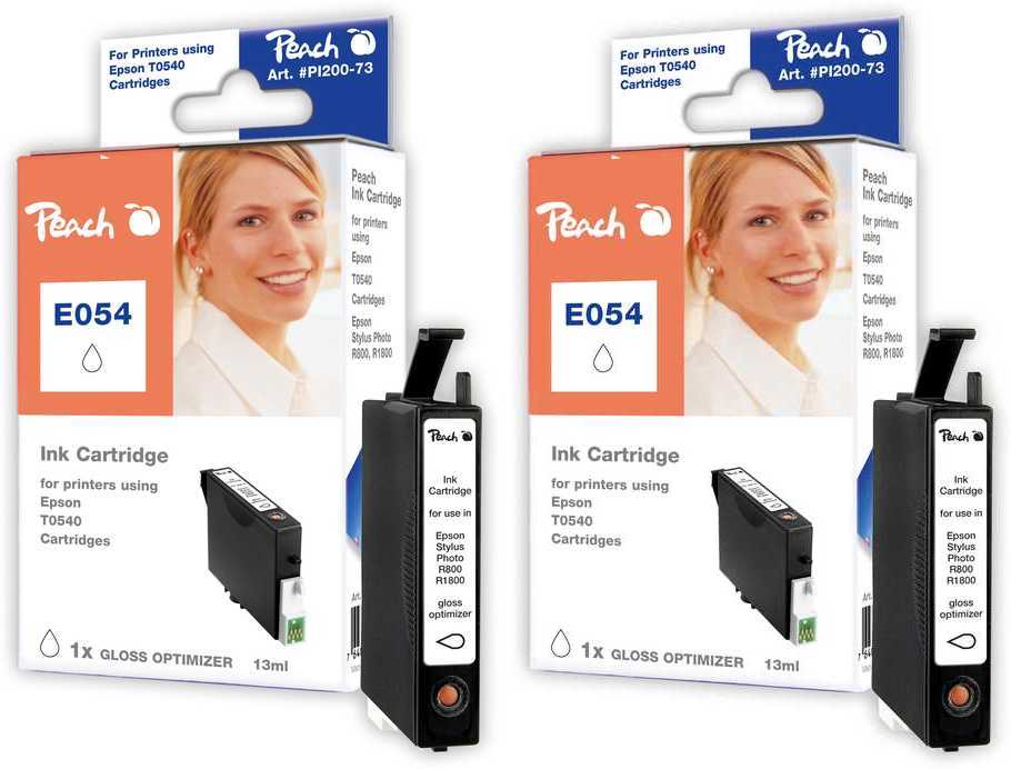 Peach E540 GO 2 Druckerpatronen Gloss Optimizer 2*go ersetzt Epson T0540GO*2, C13T05404010 f&uuml;r z.B. Epson Stylus Photo R 800 - Bild 1