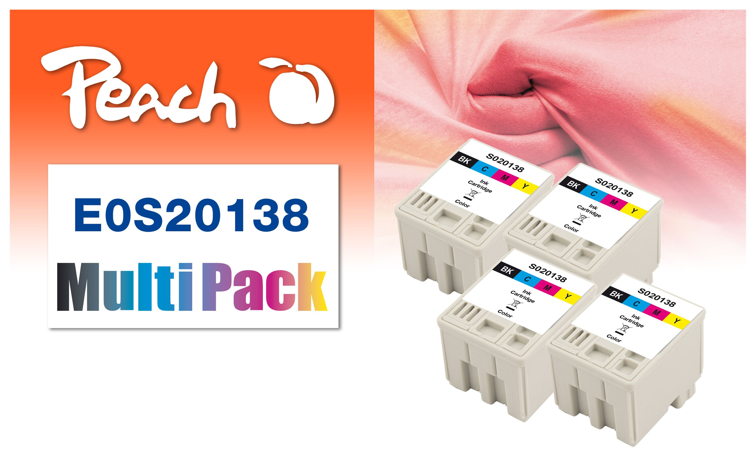 Peach E138  4-Pack Druckerpatrone (4*bk, cy, ma, ye) ersetzt Epson S020138 f&uuml;r z.B. Epson Stylus Color 300 - Bild 1
