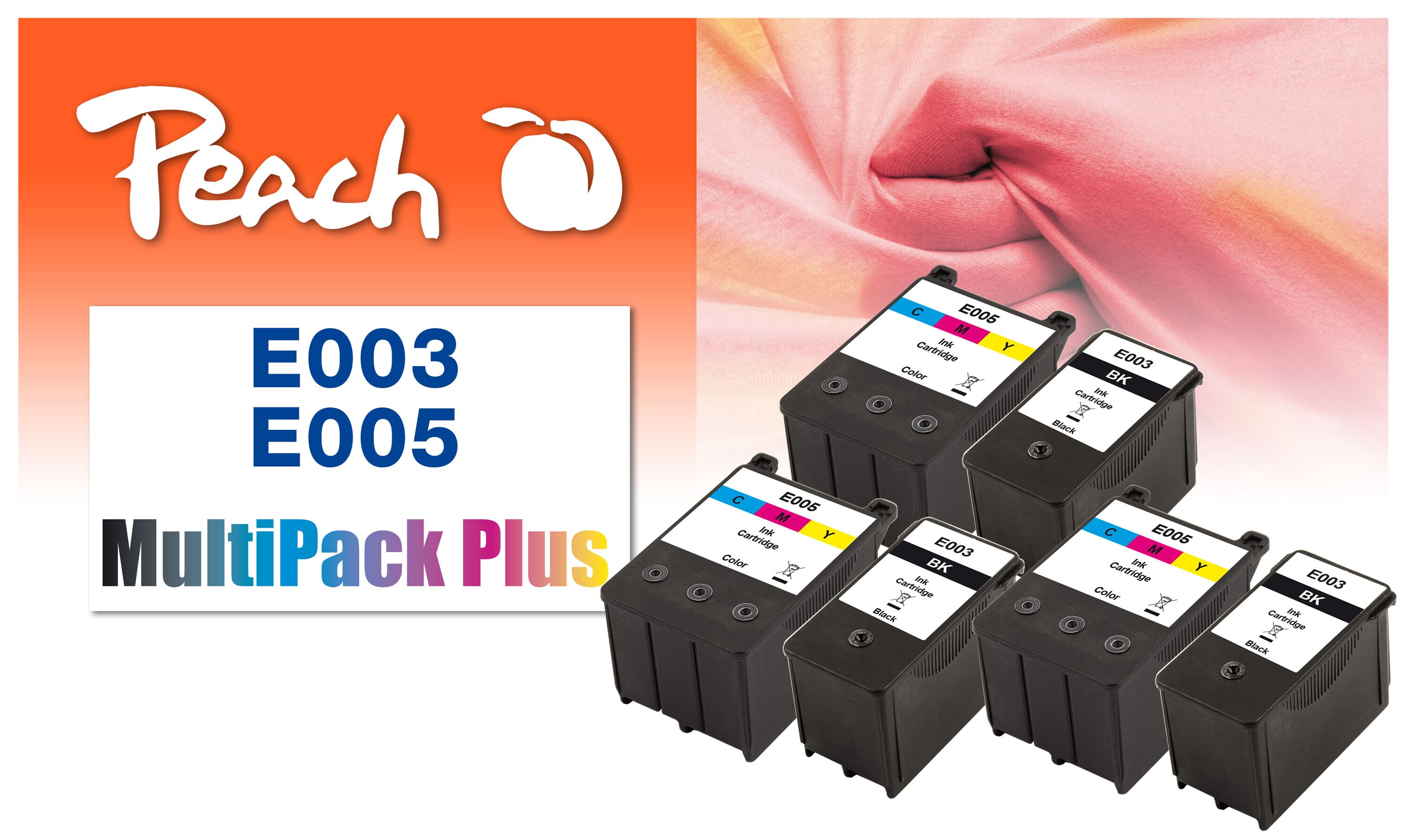 Peach ET005  6 Druckerpatronen bk ersetzt Epson No. T005, No. T003, C13T00501110, C13T00301110 f&uuml;r z.B. Epson Stylus Color 900, Epson Stylus Color 980 - Bild 1