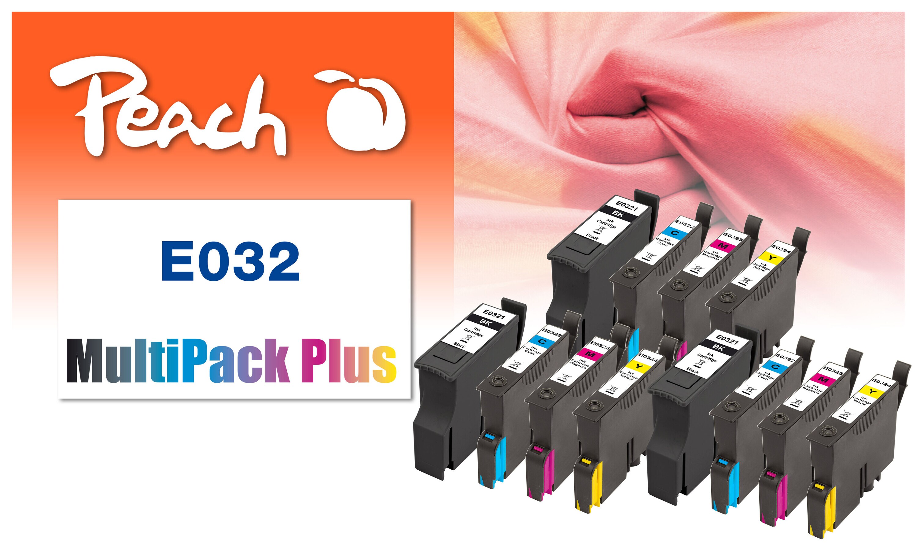 Peach E321  12 Druckerpatronen (3*bk, c/m/y) ersetzt Epson T0321, T0322, T0323, T0324 f&uuml;r z.B. Epson Stylus C 70, Epson Stylus C 70 Plus - Bild 1