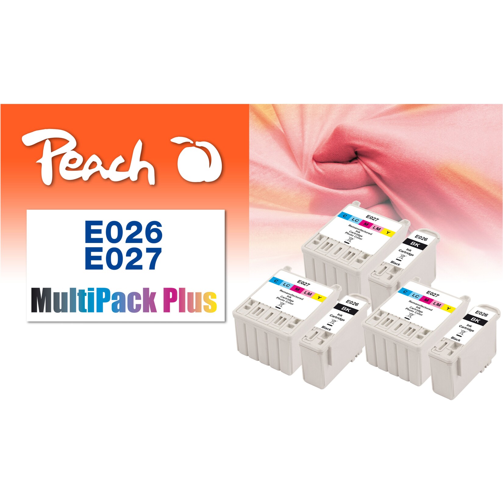 Peach E26  6 Druckerpatronen bk ersetzt Epson T026, T027 f&uuml;r z.B. Epson Stylus Photo 810, Epson Stylus Photo 820, Epson Stylus Photo 830 - Bild 1