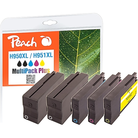 Peach H950XL 5 Druckerpatronen XL (2*bk, c/m/y) ersetzt HP No. 950XL, No. 951XL, CN045E*2, CN046E, CN047E, CN048E für z.B. HP OfficeJet Pro 8620 e-All-in-One (wiederaufbereitet) - Bild 1