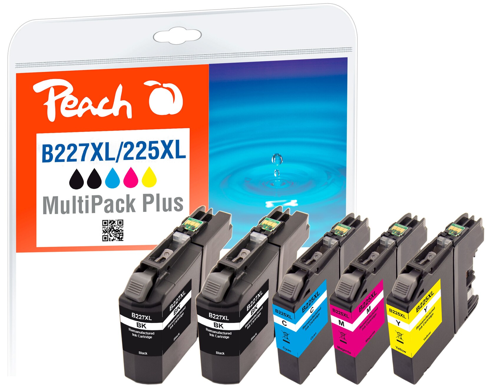 Peach B227 XLVALBP Spar Plus Pack Druckerpatronen XL (2*bk, c/m/y) ersetzt Brother LC-227XLVALBP für z.B. Brother MFCJ 4620 DW, Brother MFCJ 4625 DW (wiederaufbereitet) | 07640164826752