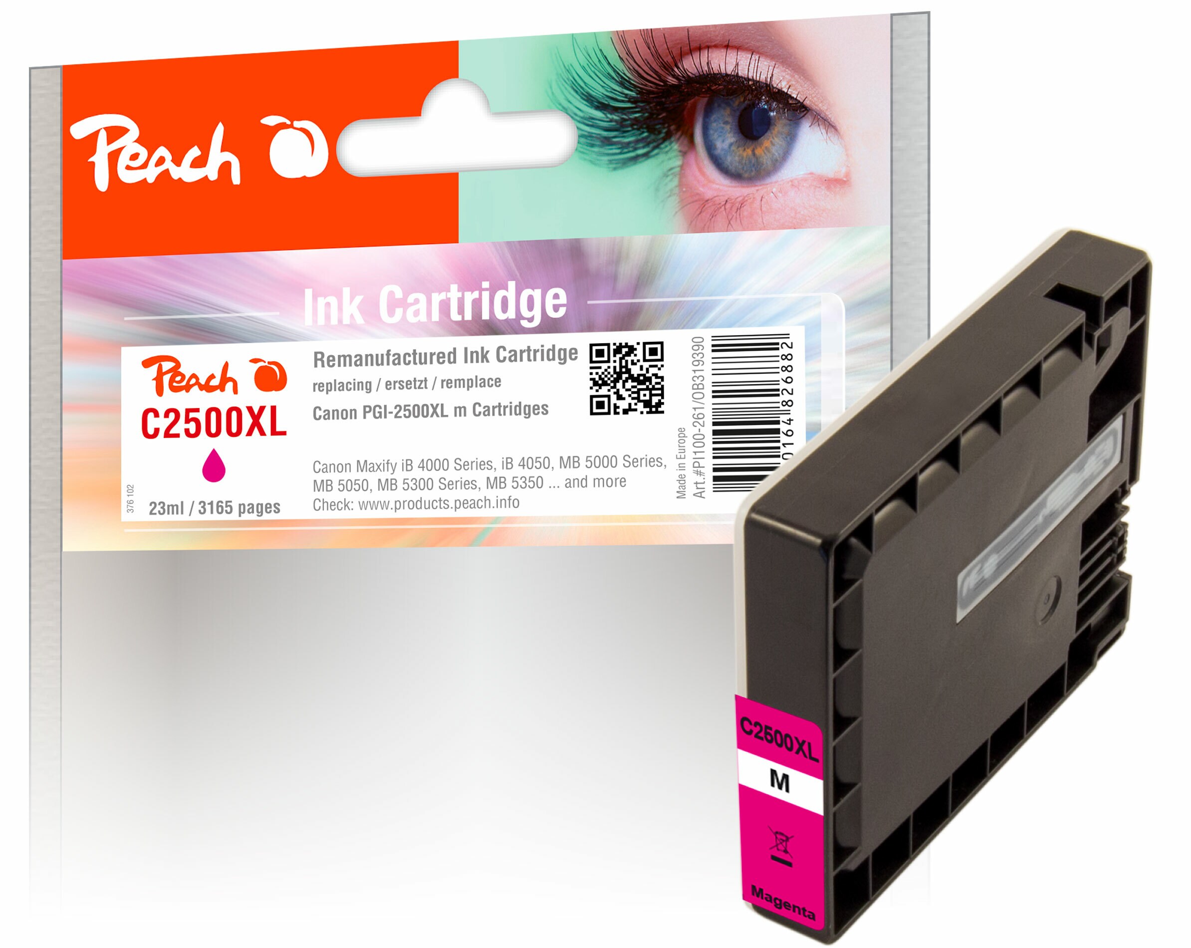 Peach C2500 XLM Druckerpatrone XL ma ersetzt Canon PGI-2500XLM, 9266B001 f&uuml;r z.B. Canon Maxify MB 5050, Canon Maxify iB 4000, Canon Maxify iB 4050 (wiederaufbereitet) - Bild 1