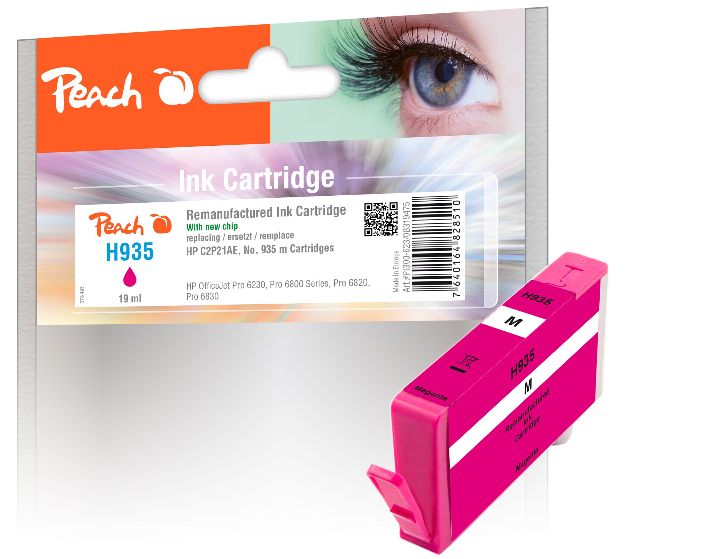 Peach HP 935 m Druckerpatrone ma ersetzt HP No. 935 m, C2P21A f&uuml;r z.B. HP OfficeJet Pro 6830, HP OfficeJet Pro 6230, HP OfficeJet 6815 (wiederaufbereitet) - Bild 1