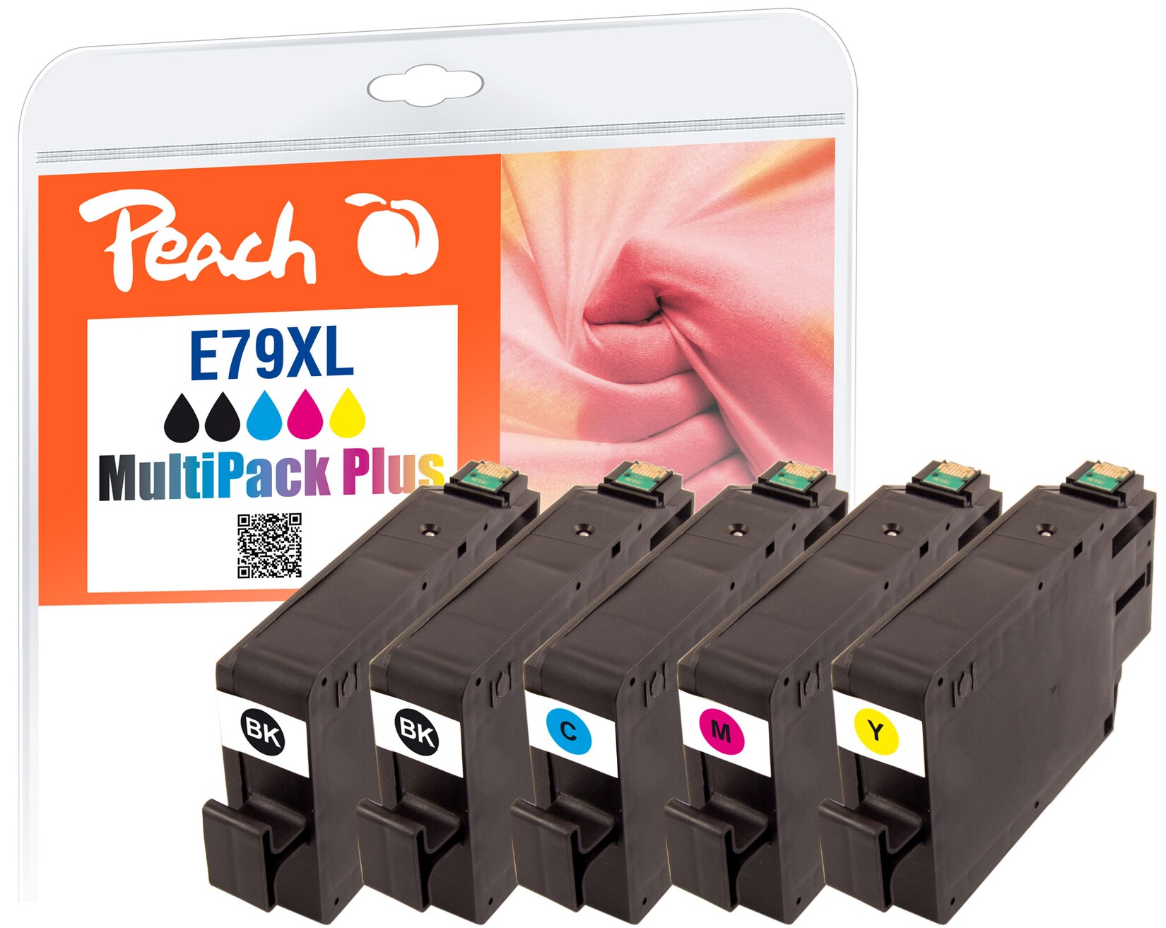 Peach E79 XL 5 Druckerpatronen XL (2*bk, c/m/y) ersetzt Epson No. 79XL, C13T79054010 für z.B. Epson WorkForce Pro WF -4600