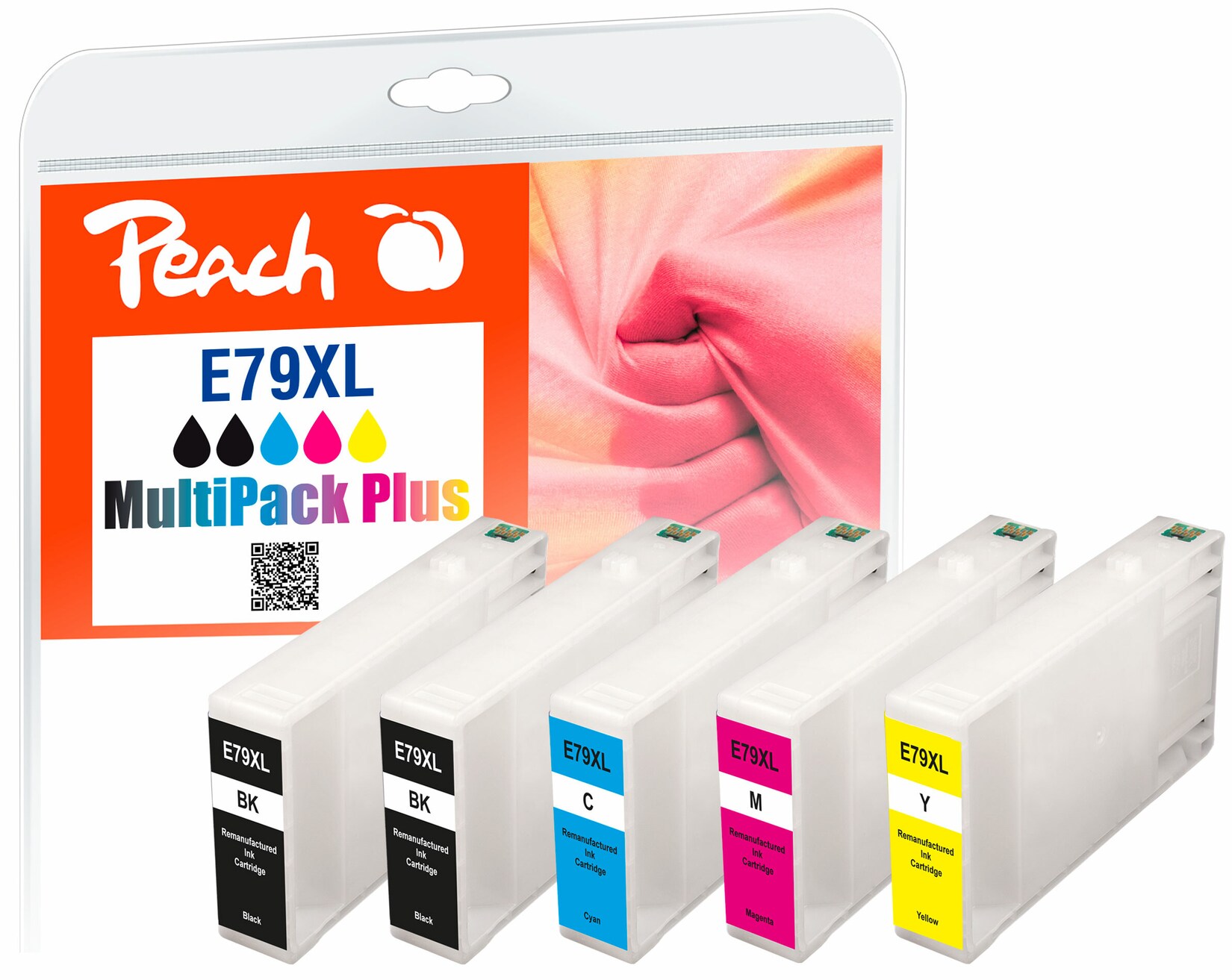Peach E79 XL 5 Druckerpatronen XL (2*bk, c/m/y) ersetzt Epson No. 79XL, C13T79054010 für z.B. Epson WorkForce Pro WF -4600 (wiederaufbereitet)