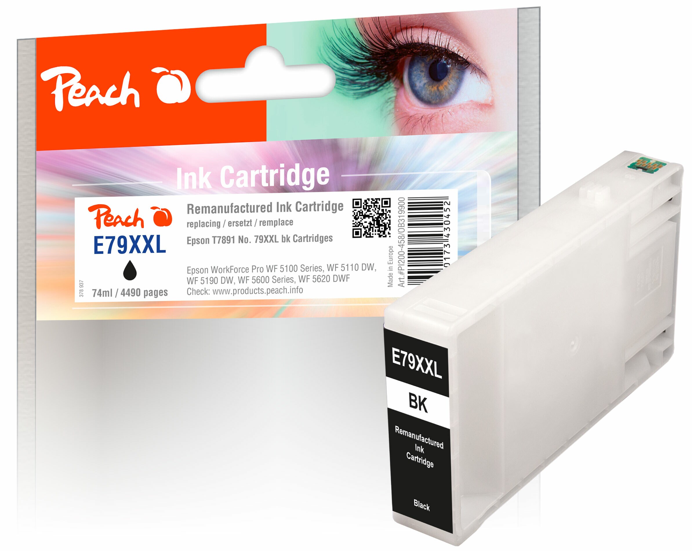 Peach E79 XXLbk Druckerpatrone XXL bk ersetzt Epson No. 79XXL bk, C13T78914010 f&uuml;r z.B. Epson WorkForce Pro WF -5100, Epson WorkForce Pro WF -5600 (wiederaufbereitet) - Bild 1
