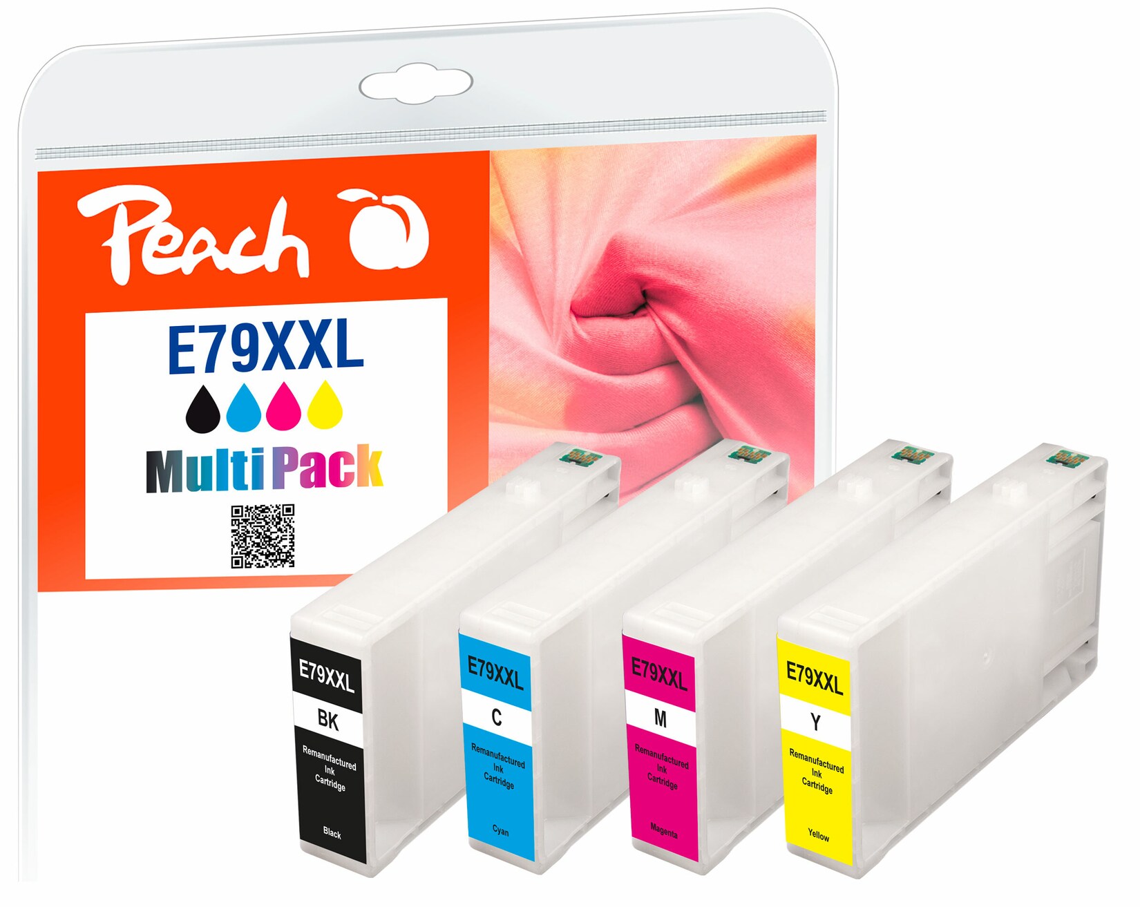 Peach E79 XXL 4 Druckerpatronen XXL (bk, c/m/y) ersetzt Epson No. 79XXL, C13T78954010 für z.B. Epson WorkForce Pro WF -5100 (wiederaufbereitet)