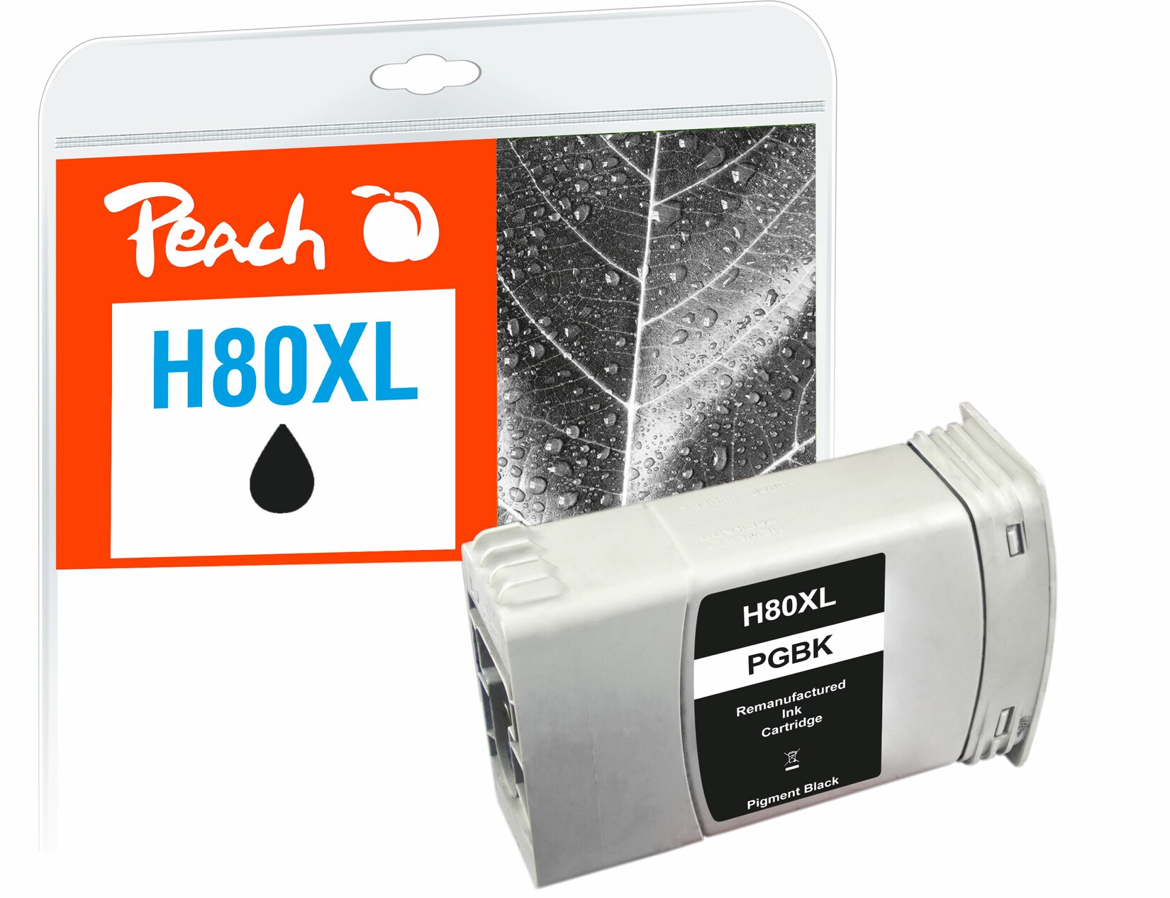 Peach HP 80 Druckerpatrone XL bk ersetzt HP 80 BK, C4871A für z.B. HP DesignJet 1050 C, HP DesignJet 1050 C Plus, HP DesignJet 1055 CM (wiederaufbereitet)