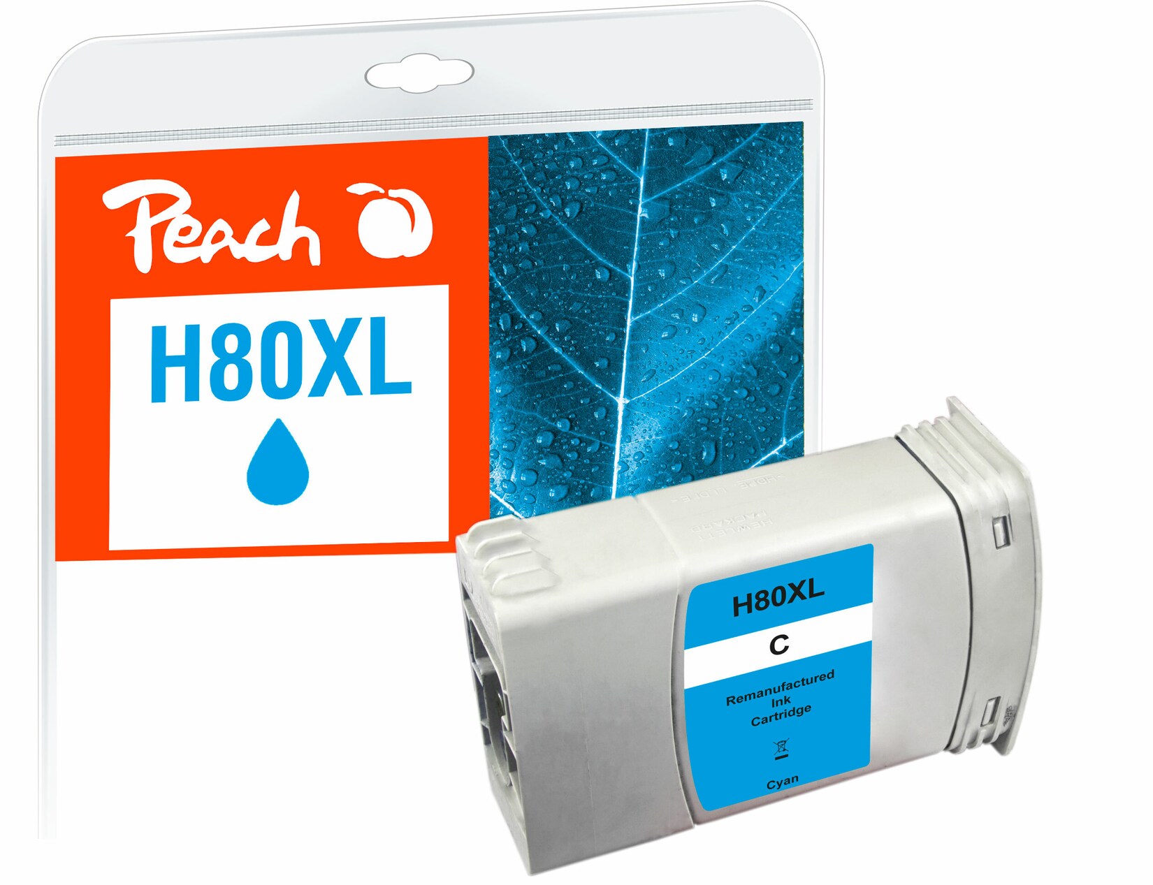 Peach HP 80 Druckerpatrone XL cy ersetzt HP 80XL C, C4846A für z.B. HP DesignJet 1050 C, HP DesignJet 1050 C Plus, HP DesignJet 1055 CM (wiederaufbereitet)