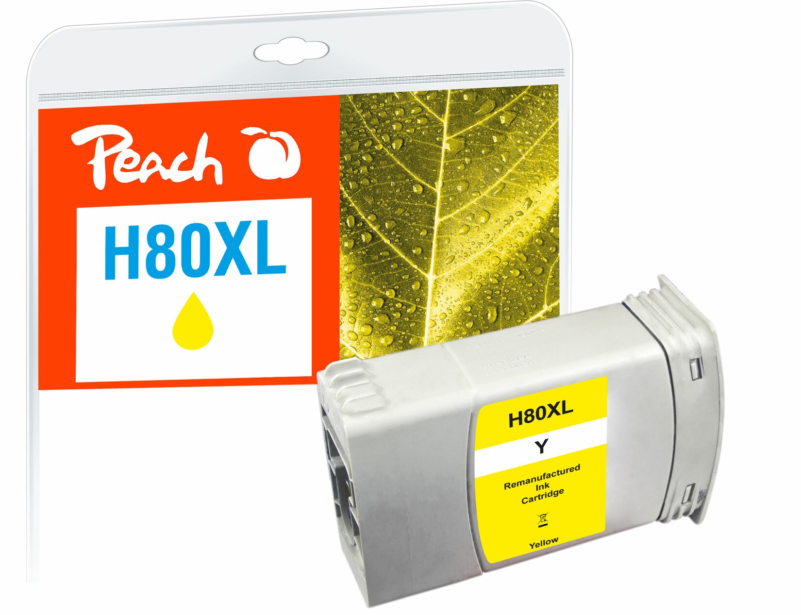 Peach HP 80 Druckerpatrone XL ye ersetzt HP 80XL Y, C4848A für z.B. HP DesignJet 1050 C, HP DesignJet 1050 C Plus, HP DesignJet 1055 CM (wiederaufbereitet)