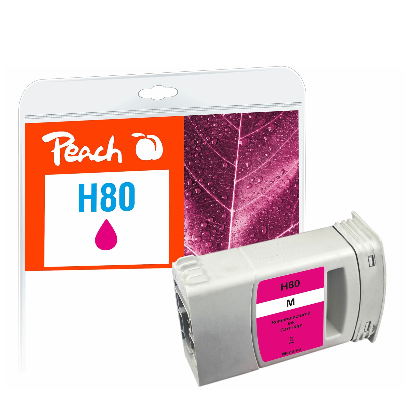 REFURBISHED &ndash; Peach HP 80  Druckerpatrone ma ersetzt HP 80 M, C4874A f&uuml;r z.B. HP DesignJet 1050 C, HP DesignJet 1050 C Plus, HP DesignJet 1055 CM (wiederaufbereitet) - Bild 1