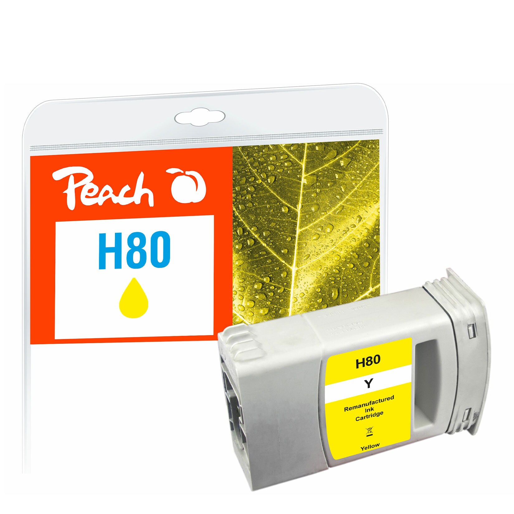 REFURBISHED &ndash; Peach HP 80  Druckerpatrone ye ersetzt HP 80 Y, C4873A f&uuml;r z.B. HP DesignJet 1050 C, HP DesignJet 1050 C Plus, HP DesignJet 1055 CM (wiederaufbereitet) - Bild 1