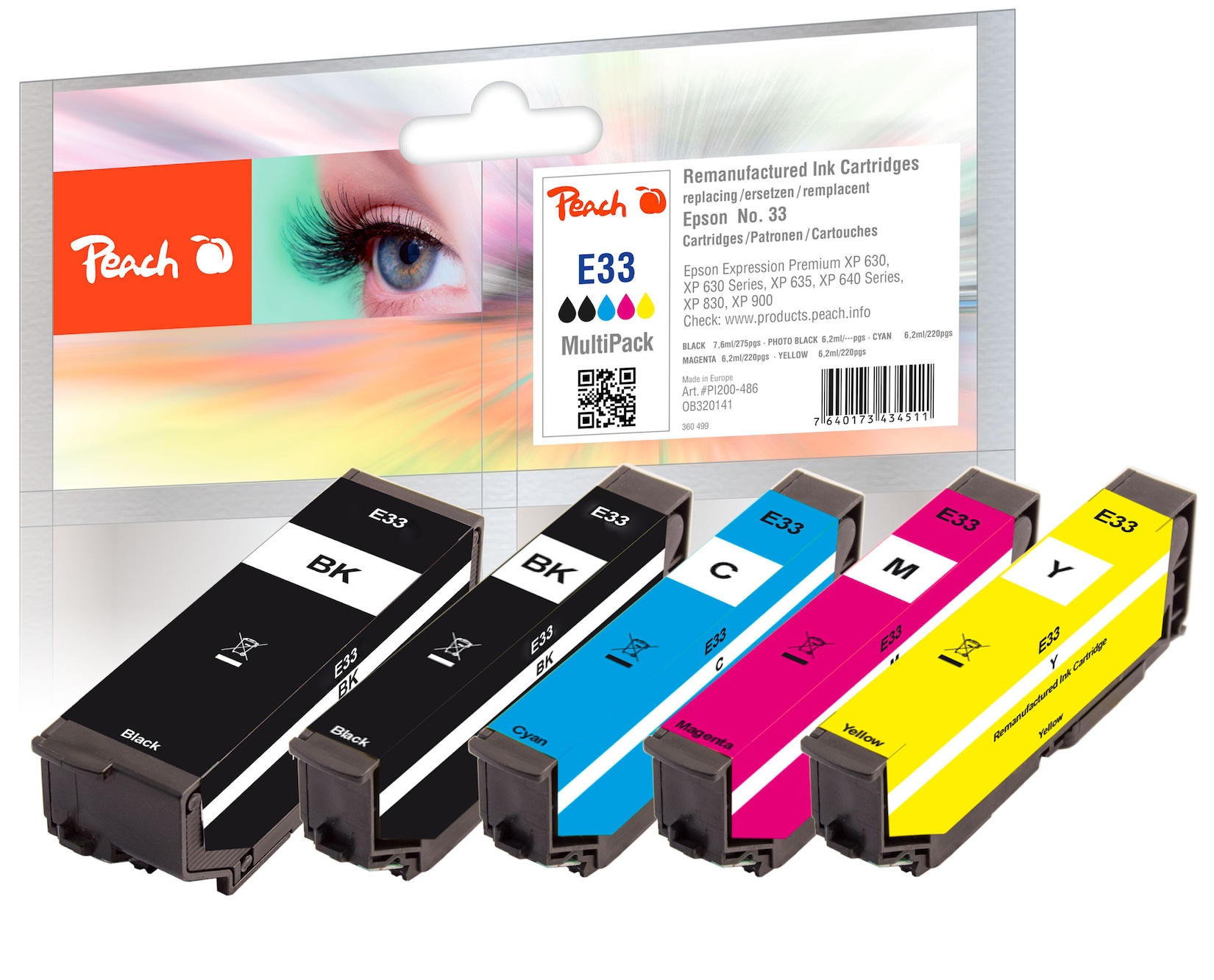 Peach Multi Pack, compatible avec Epson T3337, No. 33, C13T33374010