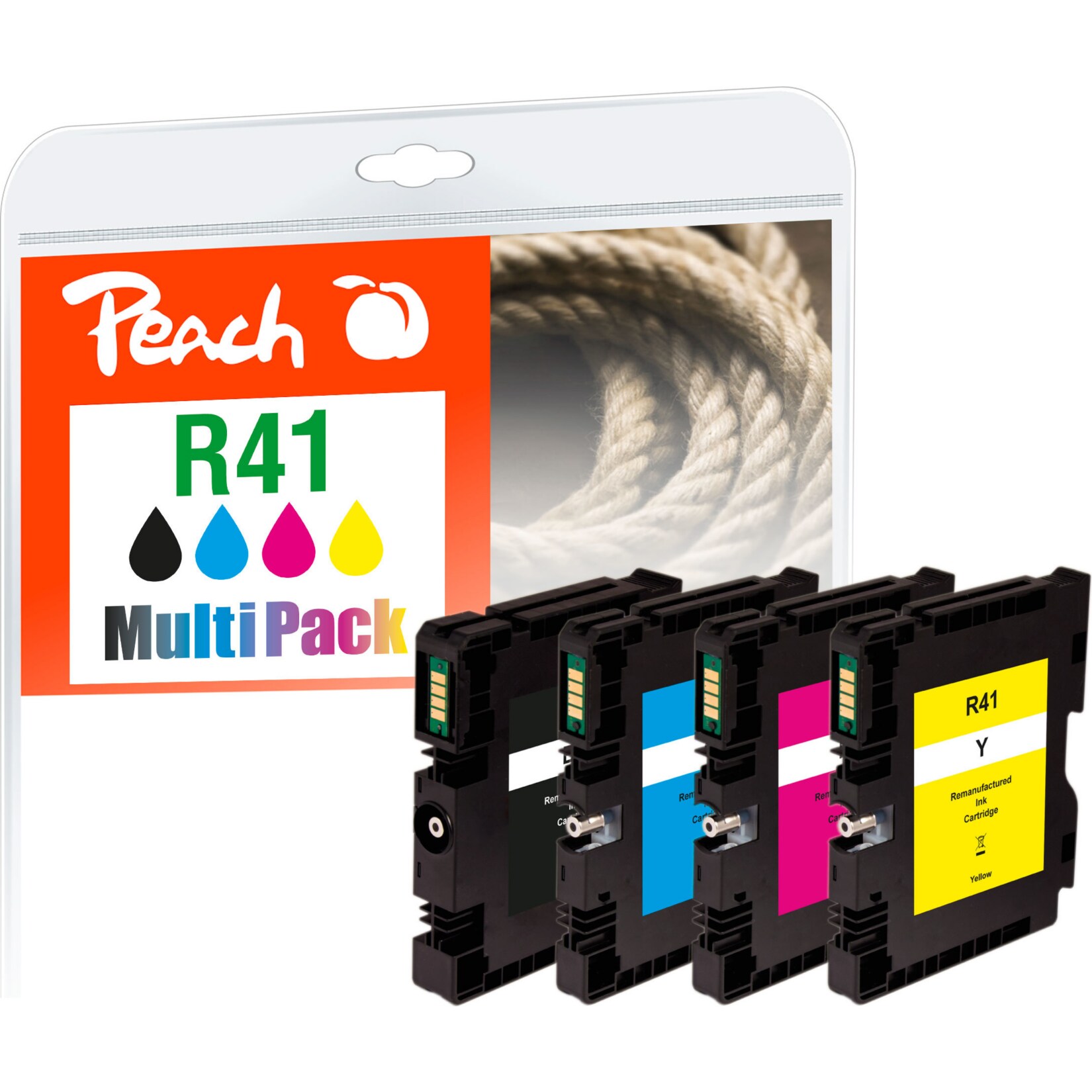 Peach R41  4 Druckerpatronen XL (bk, c/m/y) ersetzt Ricoh GC41, 405761, 405762, 405763, 405764 f&uuml;r z.B. Ricoh Aficio SG 3100, Ricoh Aficio SG 3100 snw (wiederaufbereitet) - Bild 1