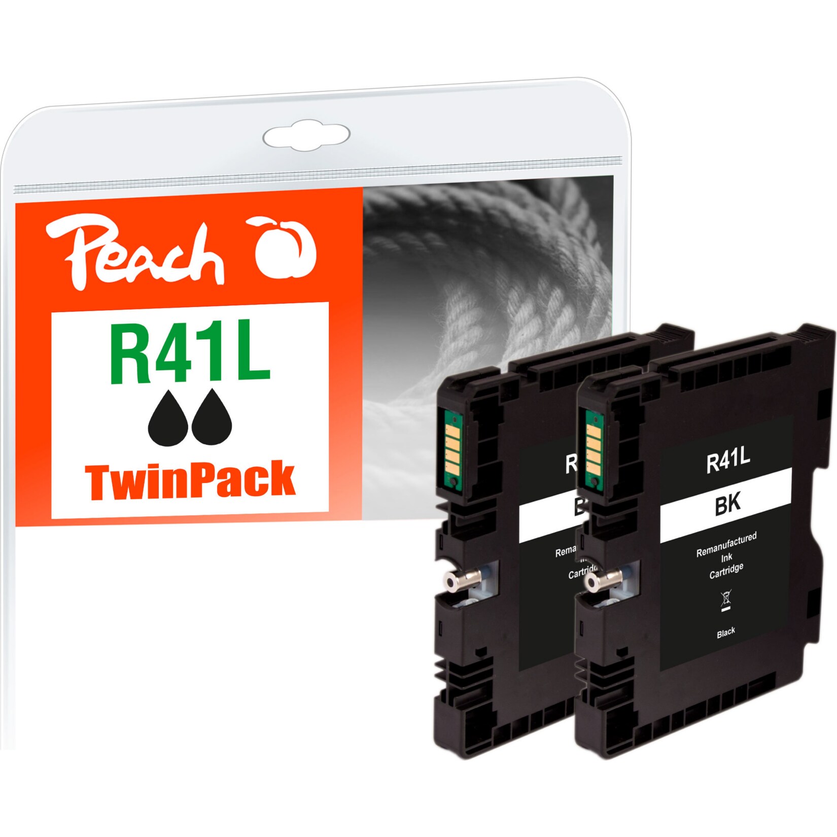 Peach R41  2 Druckerpatrone 2*bk ersetzt Ricoh GC41KL*2, 405765*2 f&uuml;r z.B. Ricoh Aficio SG 3100, Ricoh Aficio SG 3100 snw, Ricoh Aficio SG 3110 dn (wiederaufbereitet) - Bild 1