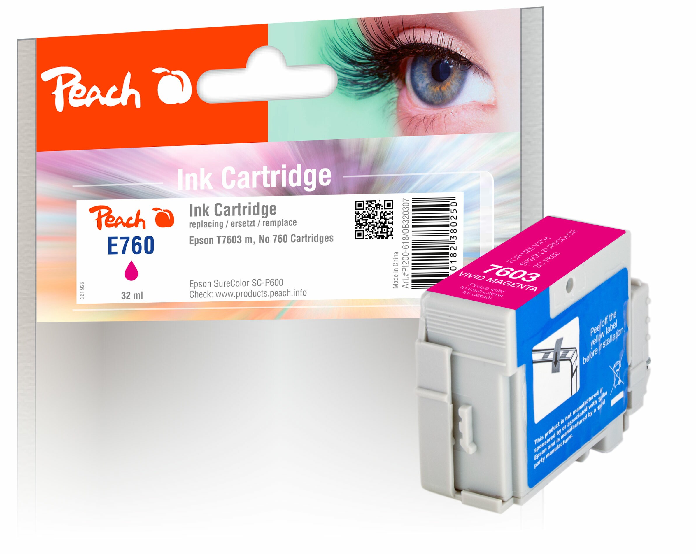 Peach E760  Druckerpatrone ma ersetzt Epson T7603M, C13T76034010 f&uuml;r z.B. Epson SureColor SCP 600 - Bild 1