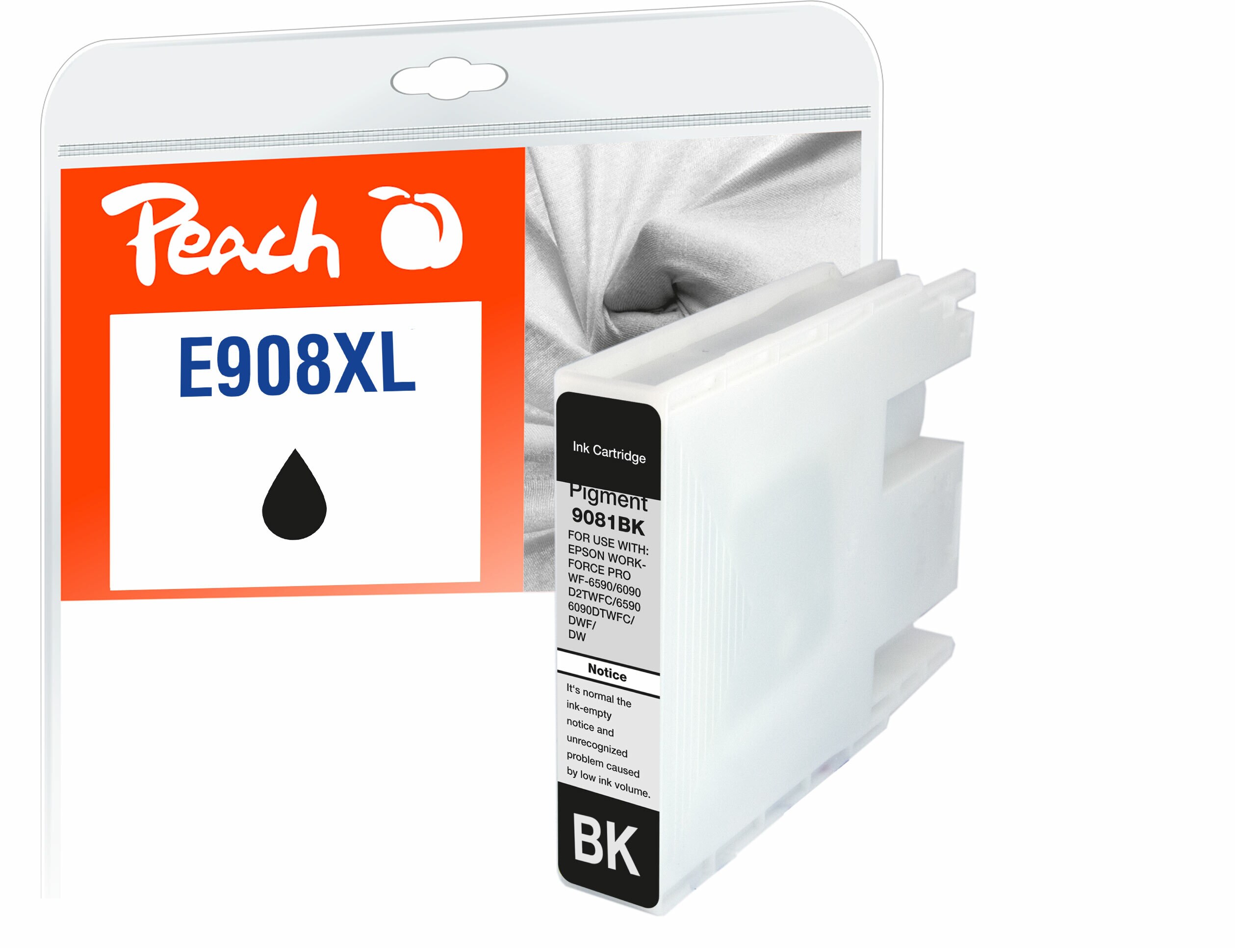 Peach E907/908 Druckerpatrone XL bk ersetzt Epson T9081, No. 908XLBK, C13T90814010 f&uuml;r z.B. Epson Workforce Pro WF -6090 DW - Bild 1