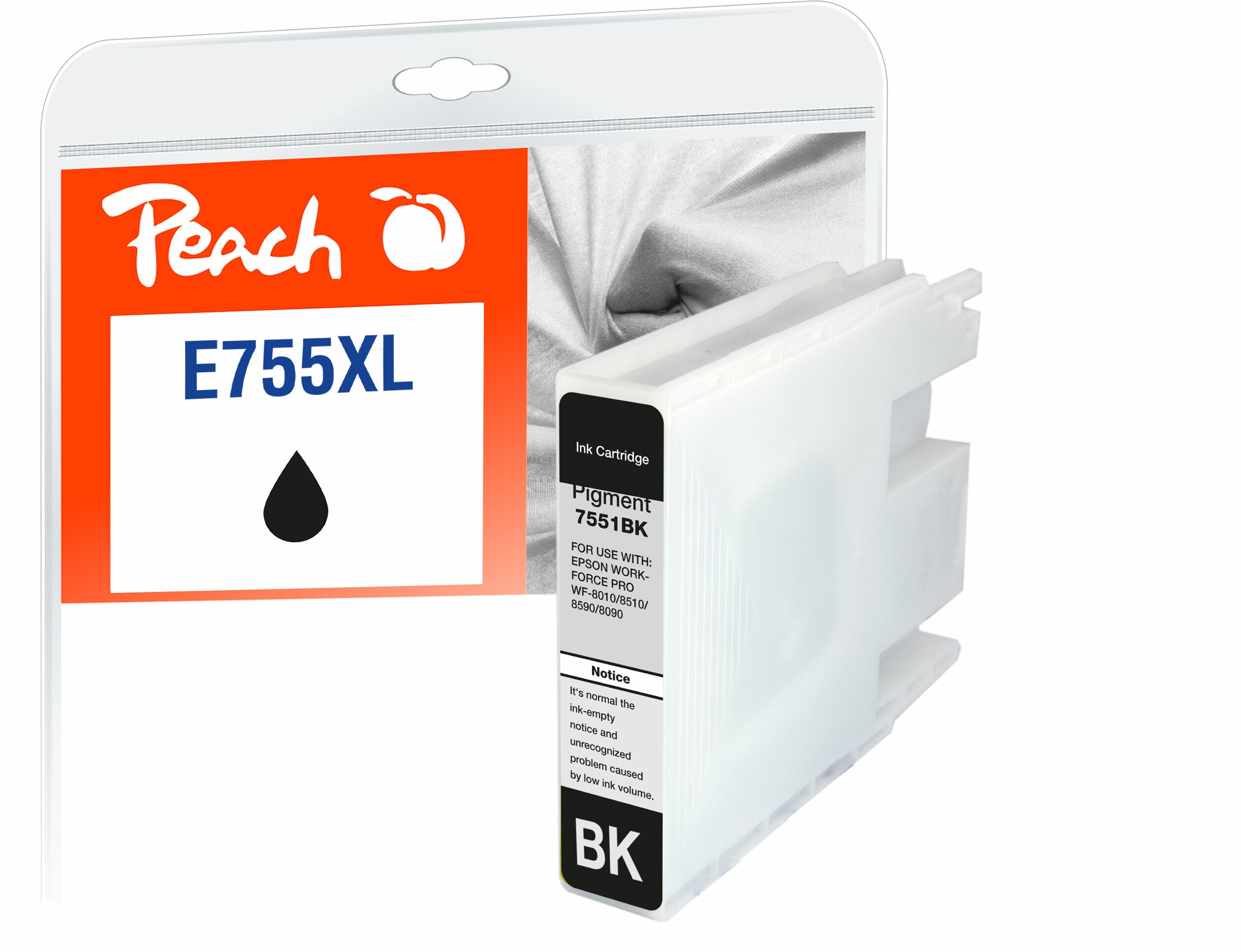 Peach E754/755/756 Druckerpatrone XL bk ersetzt Epson T7551BK, C13T755140 f&uuml;r z.B. Epson WorkForce Pro WF -6530 MFP, Epson WorkForce Pro WF -8090 - Bild 1