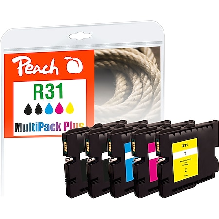 Peach Spar Pack Plus Tintenpatronen kompatibel zu Ricoh GC31, 405688*2, 405689, 405690, 405691 (wiederaufbereitet) - Bild 1