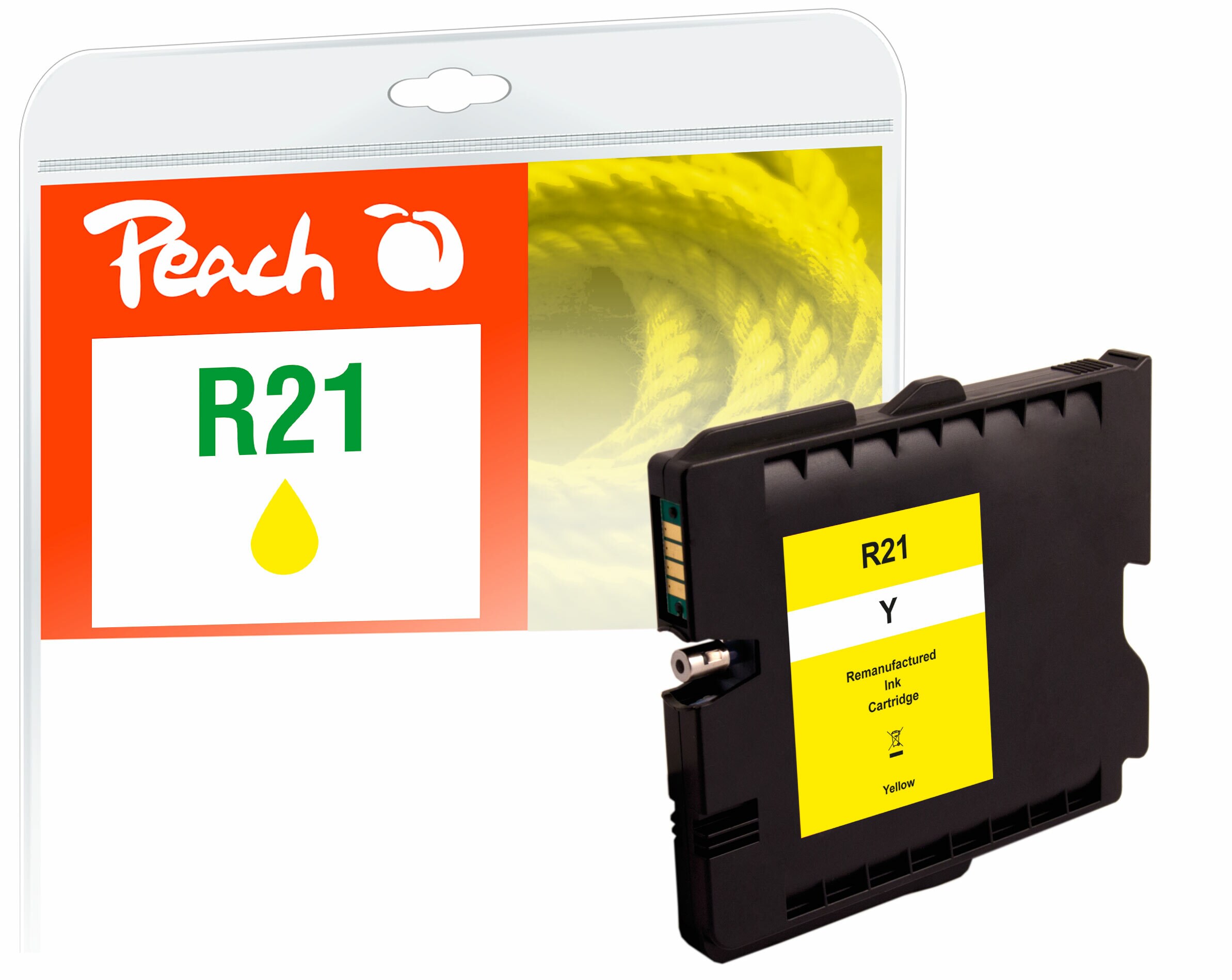Peach R21  Druckerpatrone ye ersetzt Ricoh GC21Y, 405535 f&uuml;r z.B. Ricoh Aficio GX 2500, Ricoh Aficio GX 3000, Ricoh Aficio GX 3000 s (wiederaufbereitet) - Bild 1