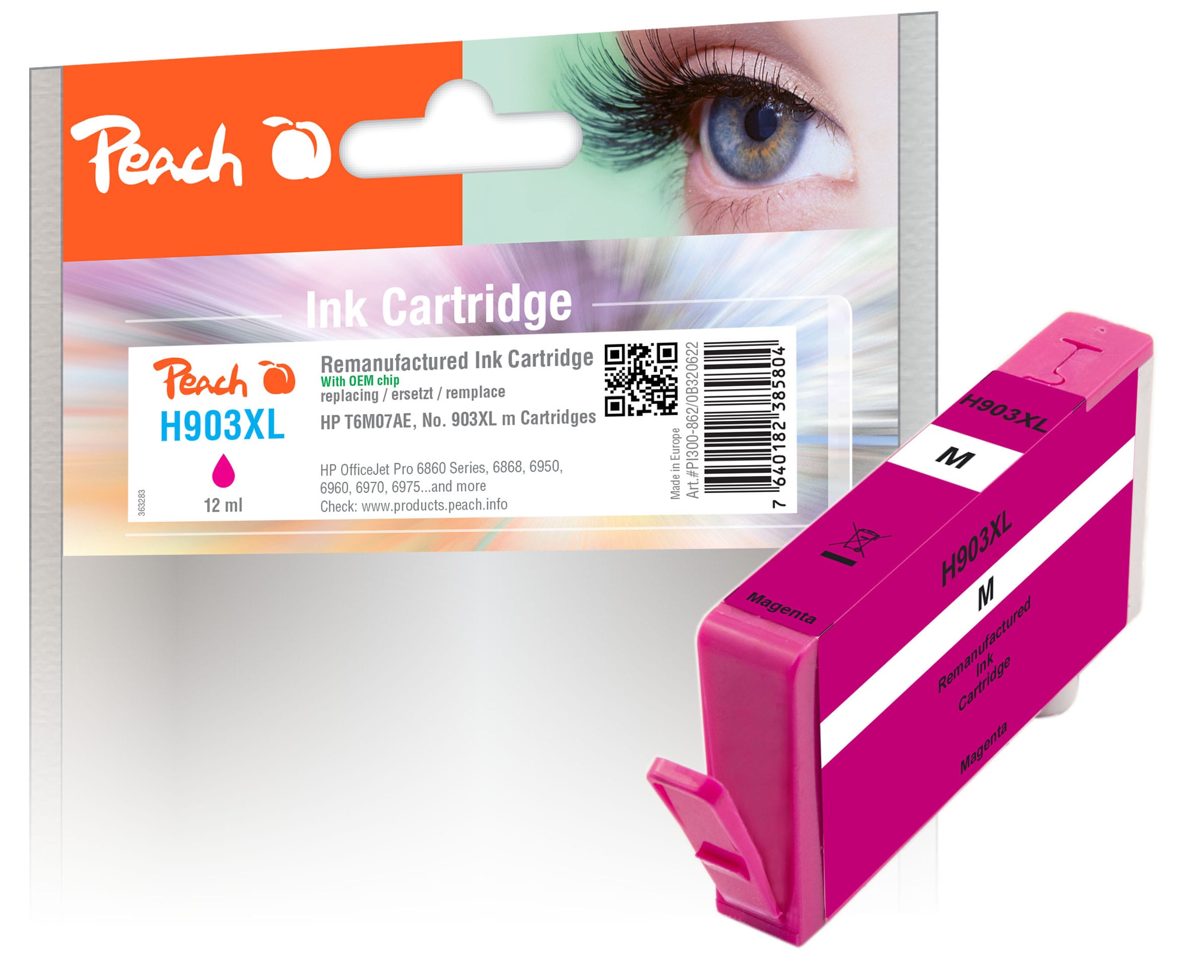 Peach HP 903 XLm Druckerpatrone XL ma ersetzt HP No. 903XL m, T6M07AE f&uuml;r z.B. HP OfficeJet Pro 6970, HP OfficeJet 6950, HP OfficeJet 6900 (wiederaufbereitet) - Bild 1