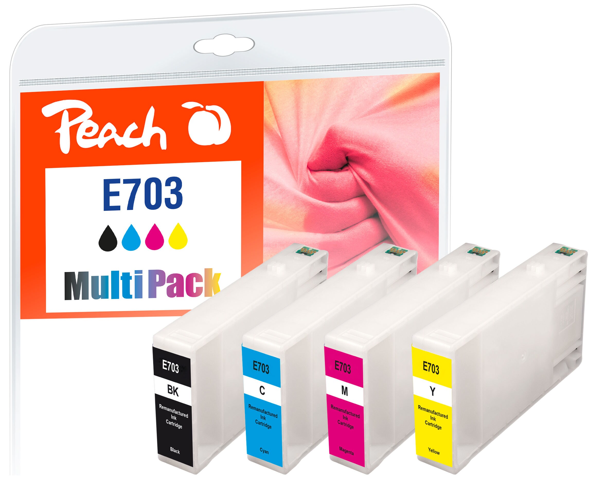 Peach E70  4 Druckerpatronen (bk, c/m/y) ersetzt Epson T7035, C13T70354010 f&uuml;r z.B. Epson WorkForce Pro WP -4015 DN, Epson WorkForce Pro WP -4025 DW (wiederaufbereitet) - Bild 1