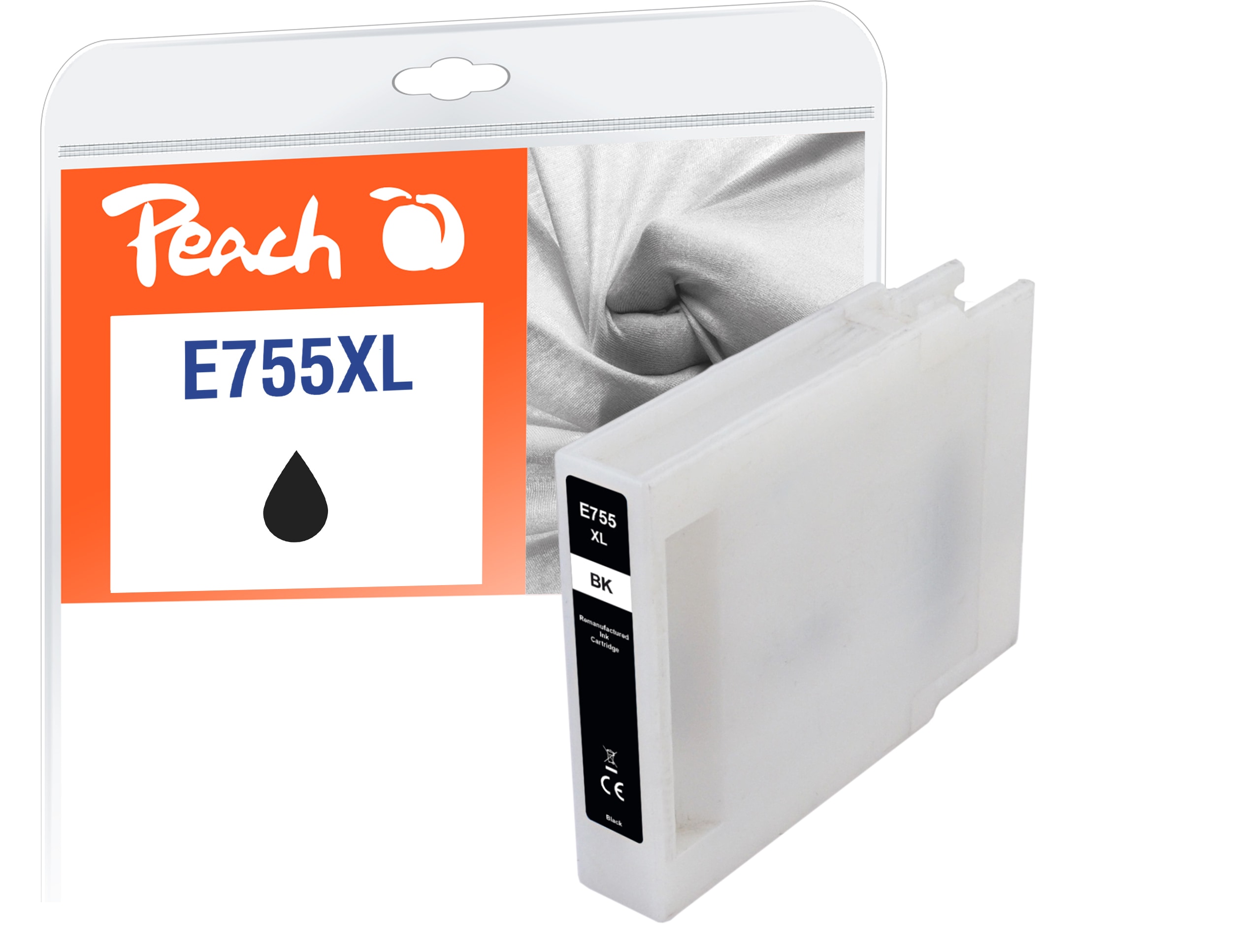 Peach E754/755/756 XL Druckerpatrone XL bk ersetzt Epson T7551BK, C13T755140 f&uuml;r z.B. Epson WorkForce Pro WF -6530 MFP, Epson WorkForce Pro WF -8090 (wiederaufbereitet) - Bild 1